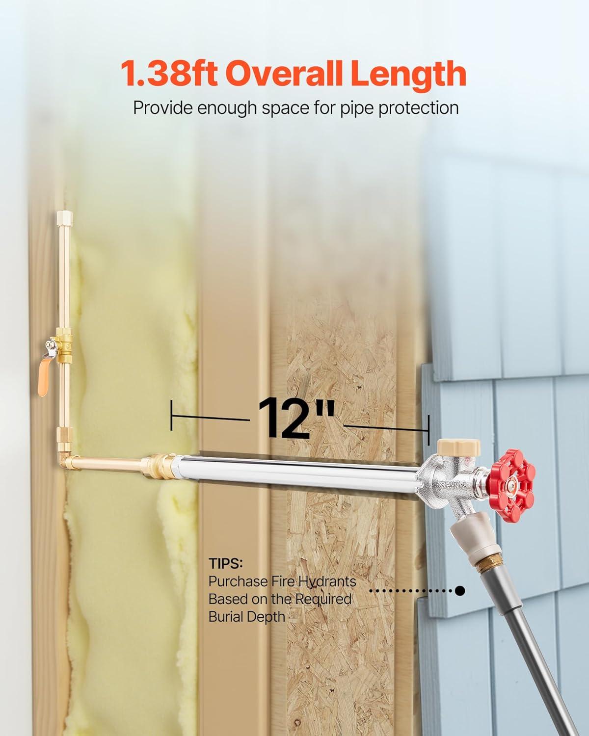 image:imageVEVOR Frost Proof Yard Hydrant 524FT FreezeProof Outdoor Faucet with 36 Bury Depth 34 NPT Pipe Connection Lever Handle Handwheel No Lead Freezeless Hydrant for Yard Garden Farm IrrigationTraditional