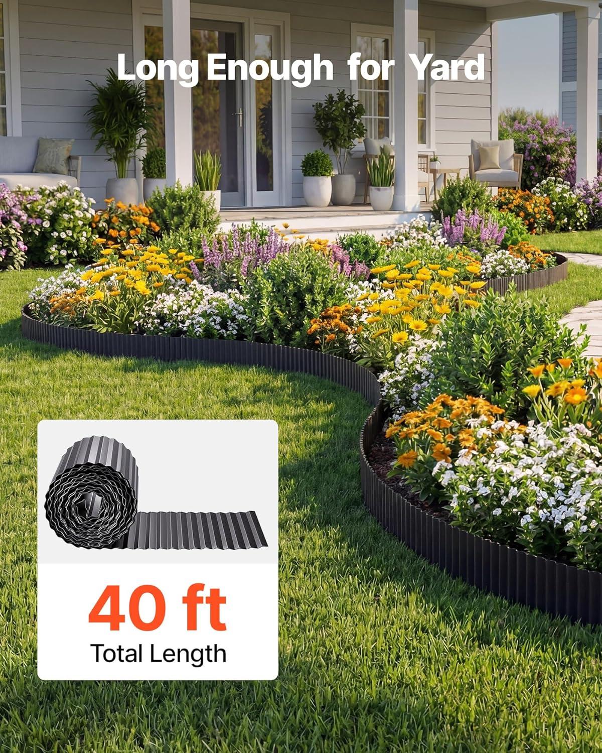image:imageVEVOR Galvanized Steel Landscape Edging 50 ft x 6 in Metal Edging for Landscaping with Gloves EasytoInstall Bendable Metal Strips Heavy Duty Metal Garden Edge Border for Flower Bed Yard PathwayBlack