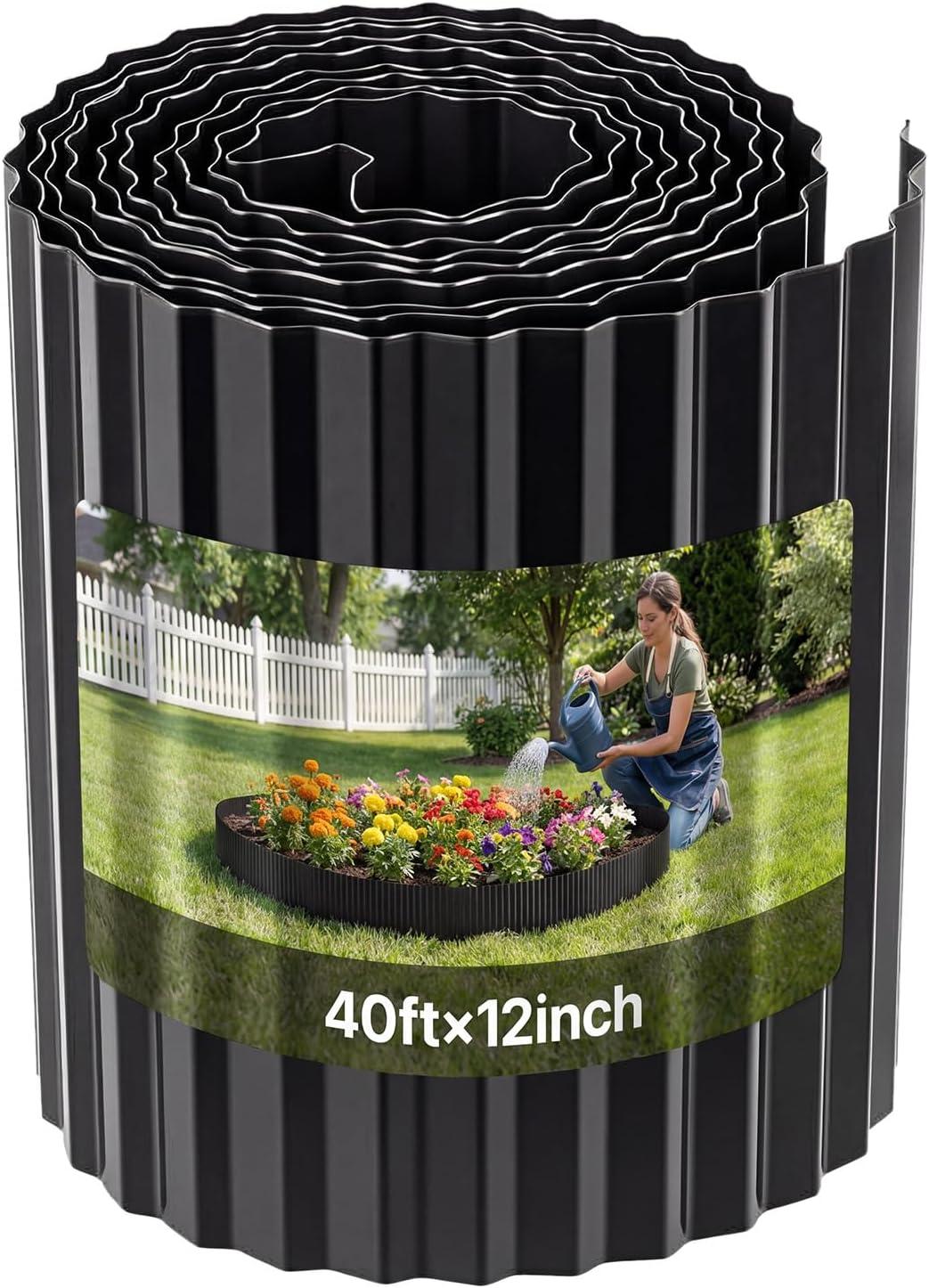 image:imageVEVOR Galvanized Steel Landscape Edging 50 ft x 6 in Metal Edging for Landscaping with Gloves EasytoInstall Bendable Metal Strips Heavy Duty Metal Garden Edge Border for Flower Bed Yard PathwayBlack