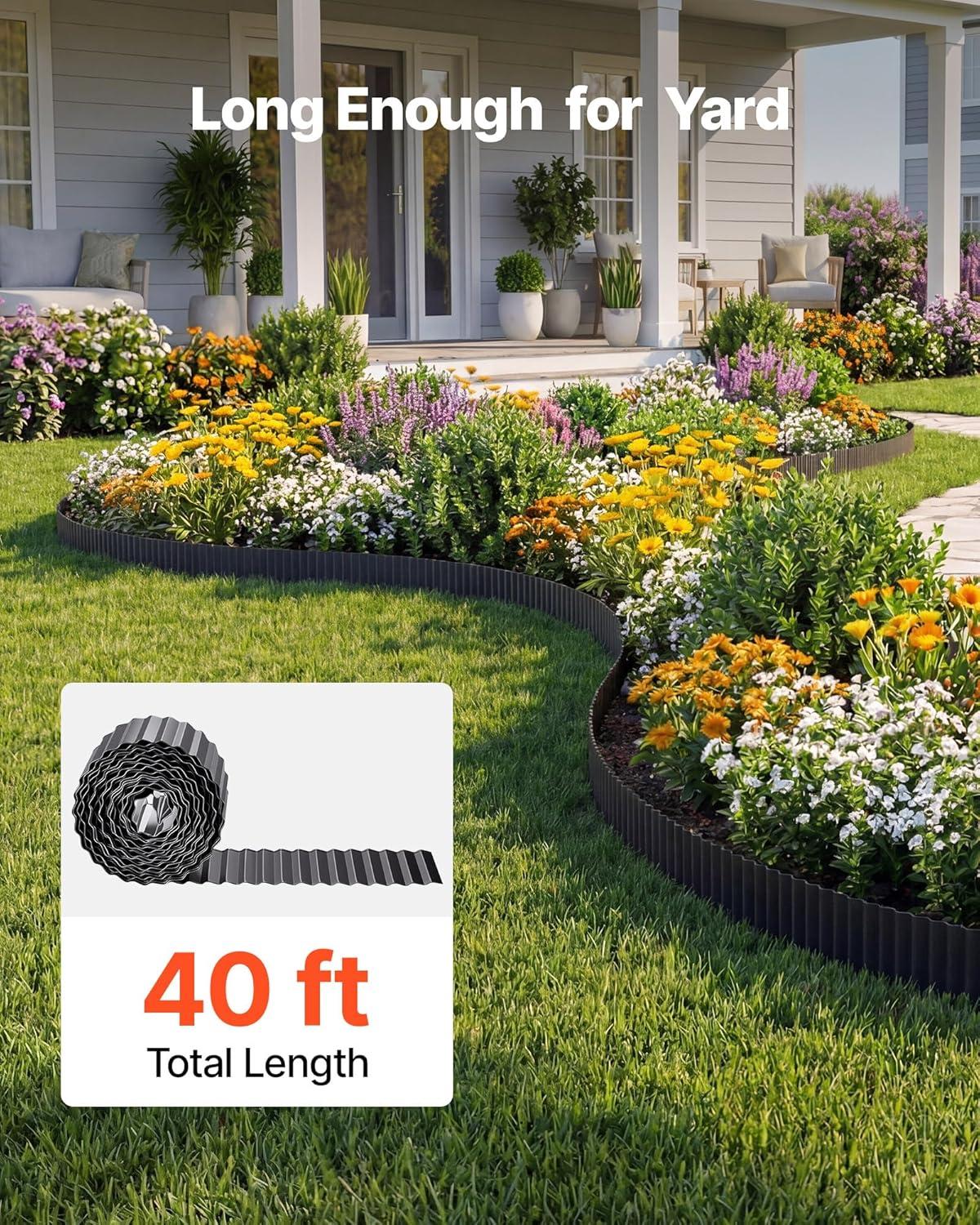 image:imageVEVOR Galvanized Steel Landscape Edging 50 ft x 6 in Metal Edging for Landscaping with Gloves EasytoInstall Bendable Metal Strips Heavy Duty Metal Garden Edge Border for Flower Bed Yard PathwayBlack