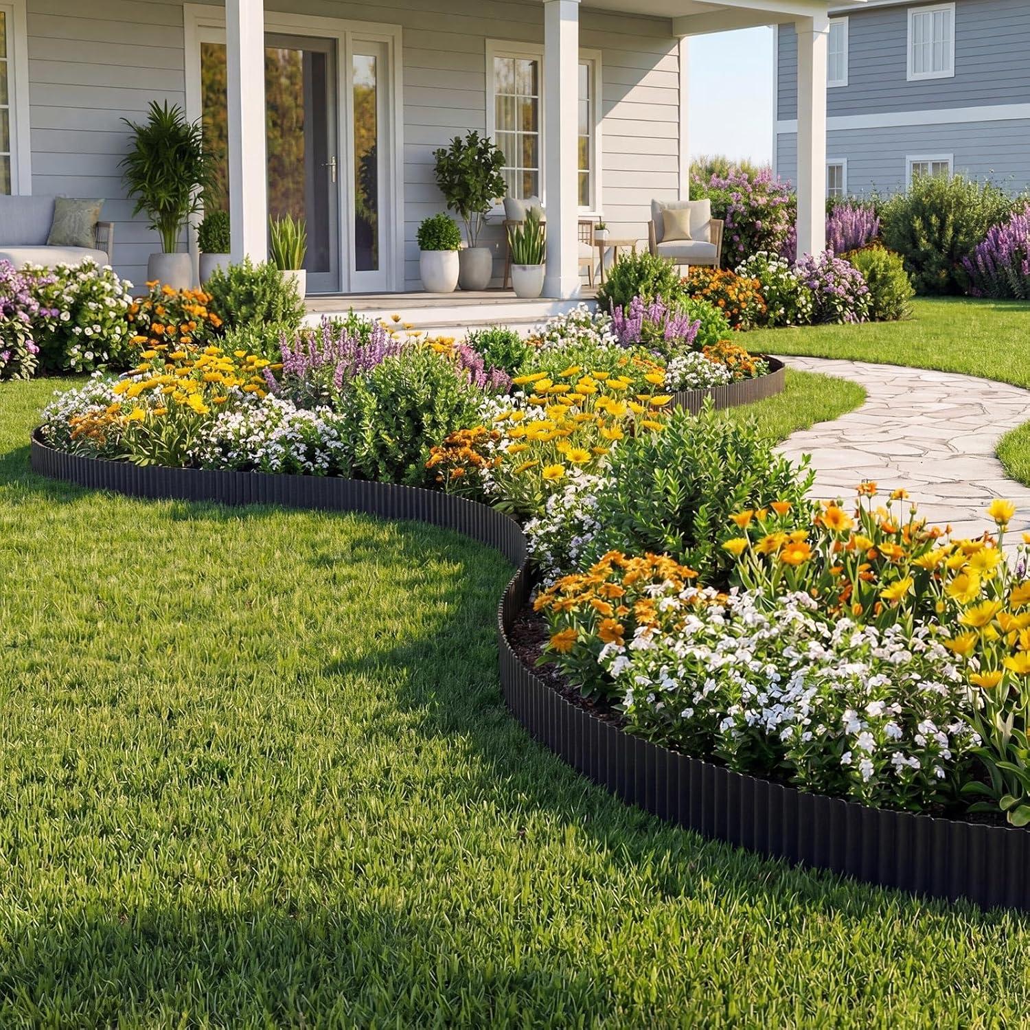 image:imageVEVOR Galvanized Steel Landscape Edging 50 ft x 6 in Metal Edging for Landscaping with Gloves EasytoInstall Bendable Metal Strips Heavy Duty Metal Garden Edge Border for Flower Bed Yard PathwayBlack