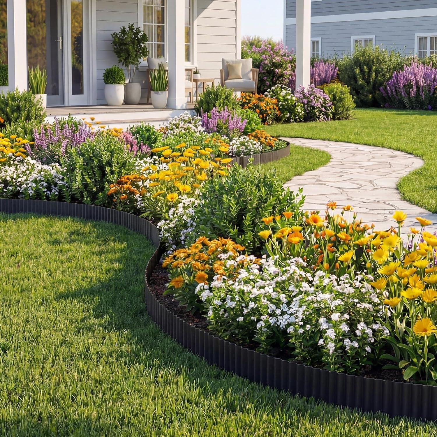 image:imageVEVOR Galvanized Steel Landscape Edging 50 ft x 6 in Metal Edging for Landscaping with Gloves EasytoInstall Bendable Metal Strips Heavy Duty Metal Garden Edge Border for Flower Bed Yard PathwayBlack