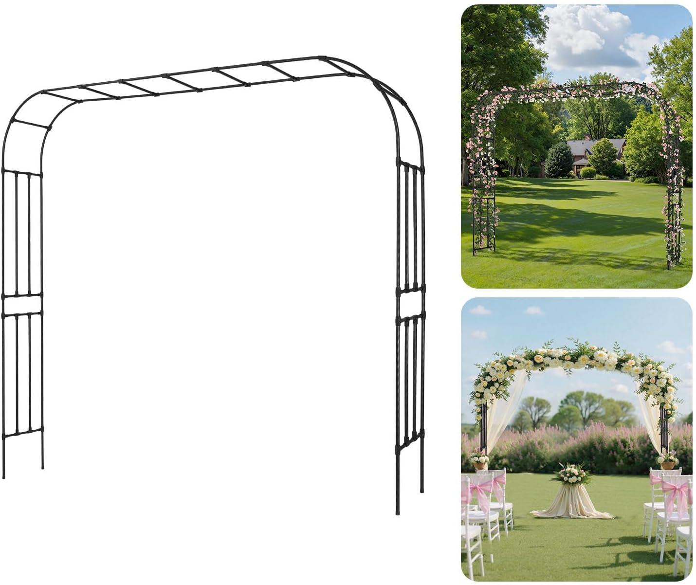 image:imageVEVOR Garden Arbor 945 H x 985 W x 158 D in Metal Archway Sturdy Outdoor Trellis Arch with Stakes Easy to Assemble Pergola Arbor for Plant Climbing Yard Lawn Wedding Party DecorationBlack