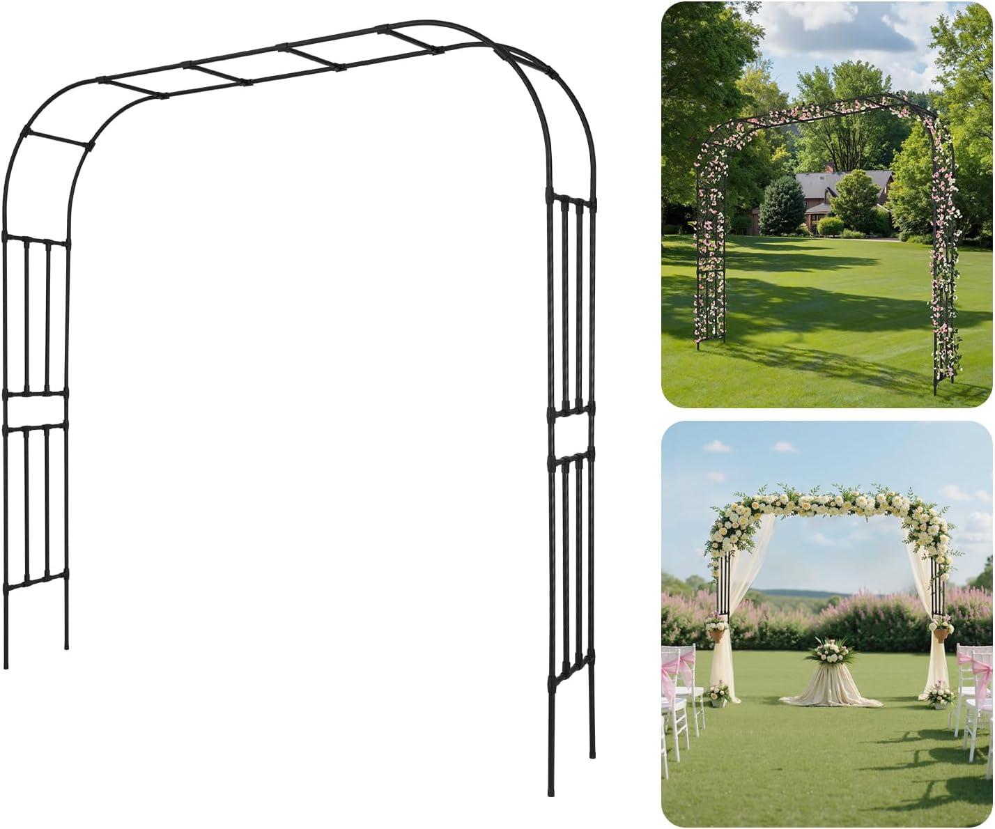 image:imageVEVOR Garden Arbor 945 H x 985 W x 158 D in Metal Archway Sturdy Outdoor Trellis Arch with Stakes Easy to Assemble Pergola Arbor for Plant Climbing Yard Lawn Wedding Party DecorationBlack