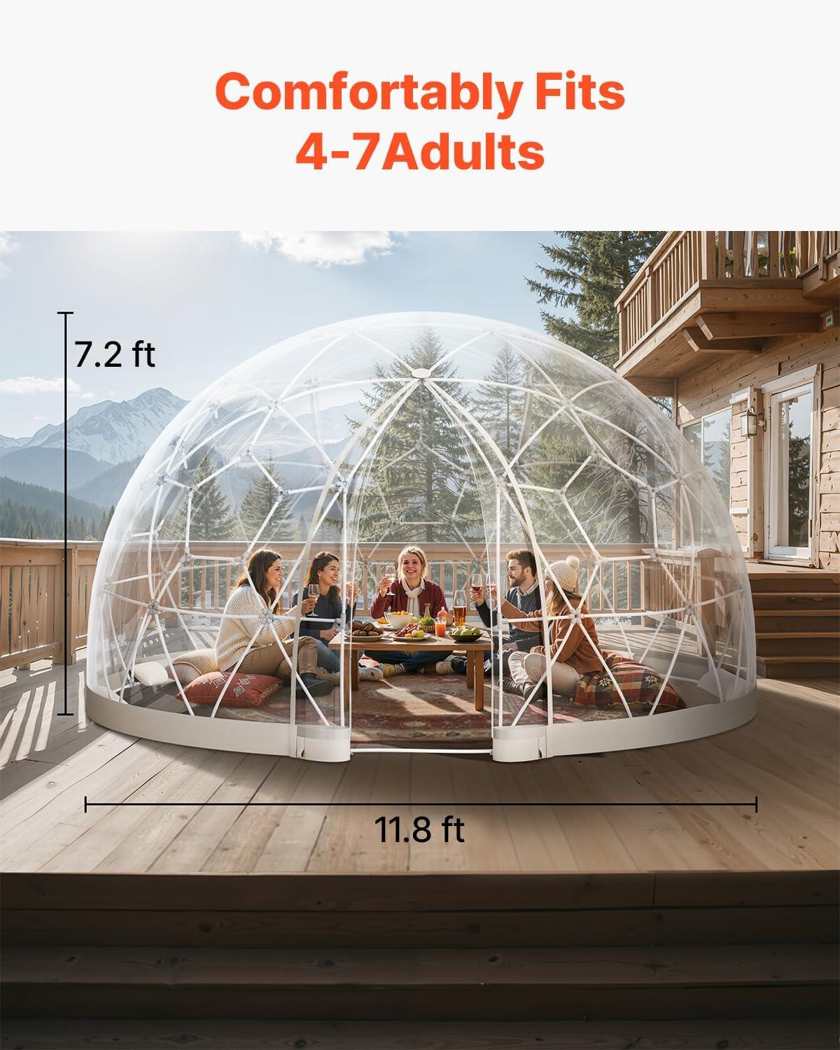 image:imageVEVOR Garden Dome Tent 12 x 72 ft Clear Bubble Tent House for 47 Person Waterproof PVC Geodesic Dome Greenhouse with Ventilated Window Outdoor Igloo12 x 72 FT