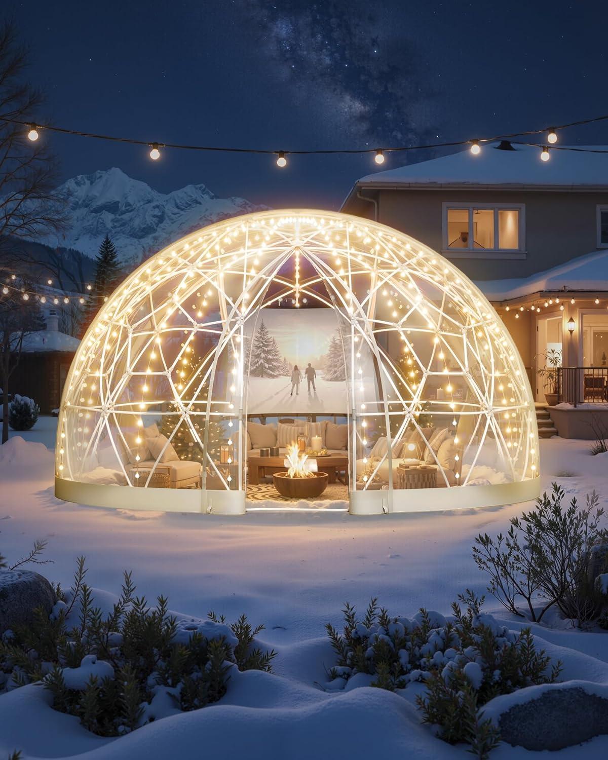 image:imageVEVOR Garden Dome Tent 12 x 72 ft Clear Bubble Tent House for 47 Person Waterproof PVC Geodesic Dome Greenhouse with Ventilated Window Outdoor IglooUpgrade95 ft x 57 FT