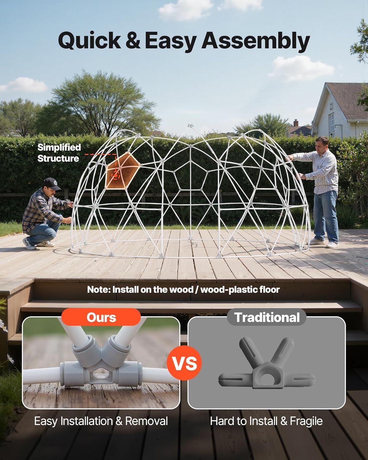 image:imageVEVOR Garden Dome Tent 12 x 72 ft Clear Bubble Tent House for 47 Person Waterproof PVC Geodesic Dome Greenhouse with Ventilated Window Outdoor IglooUpgrade95 ft x 57 FT