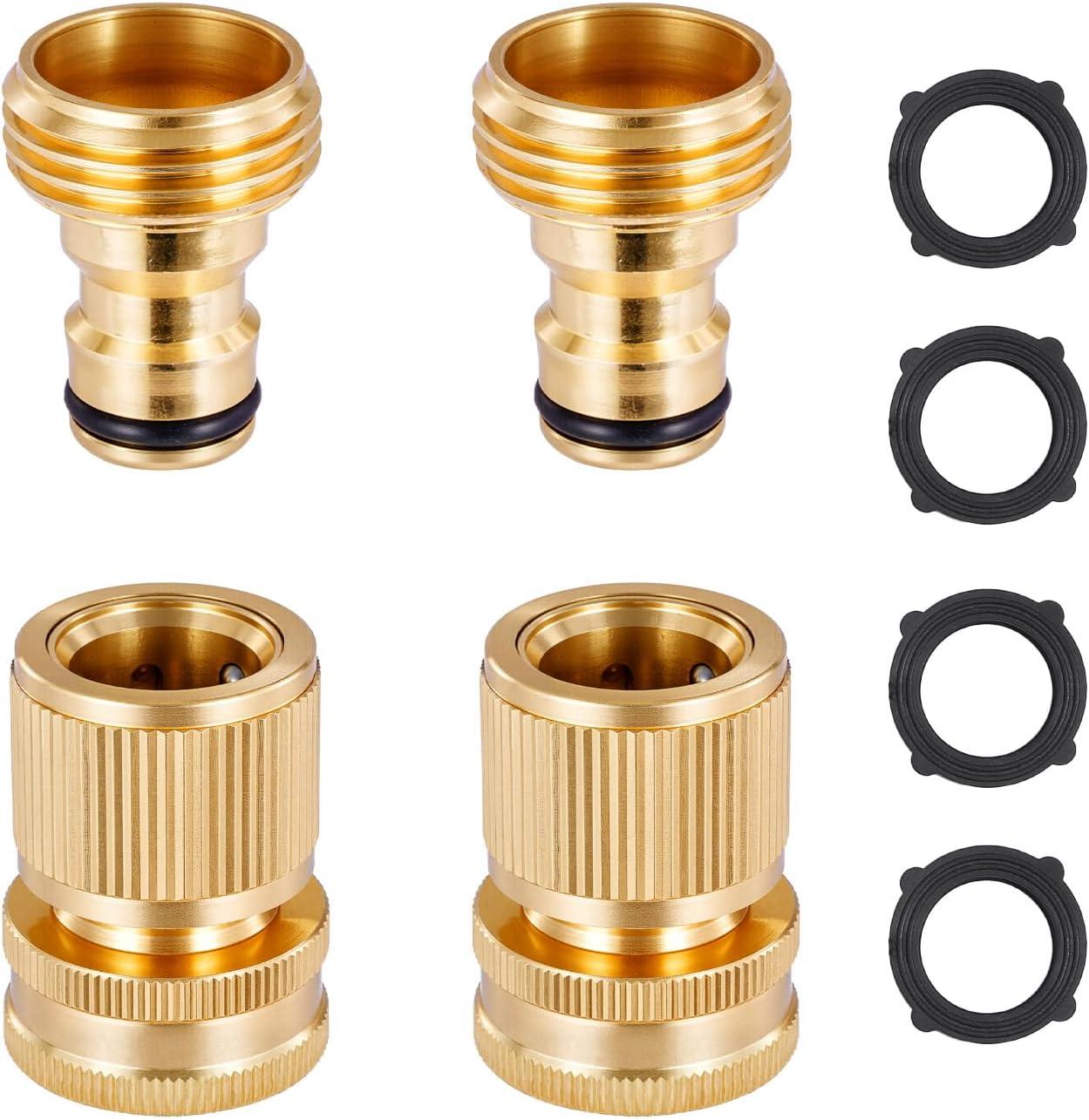 image:imageVEVOR Garden Hose Quick Connect 34 inch Male amp Female 200 PSI Heavy Duty Solid Brass Quick Connector 2 Sets Garden Hose Fitting No Leak Water Hoses Connectors with Gaskets