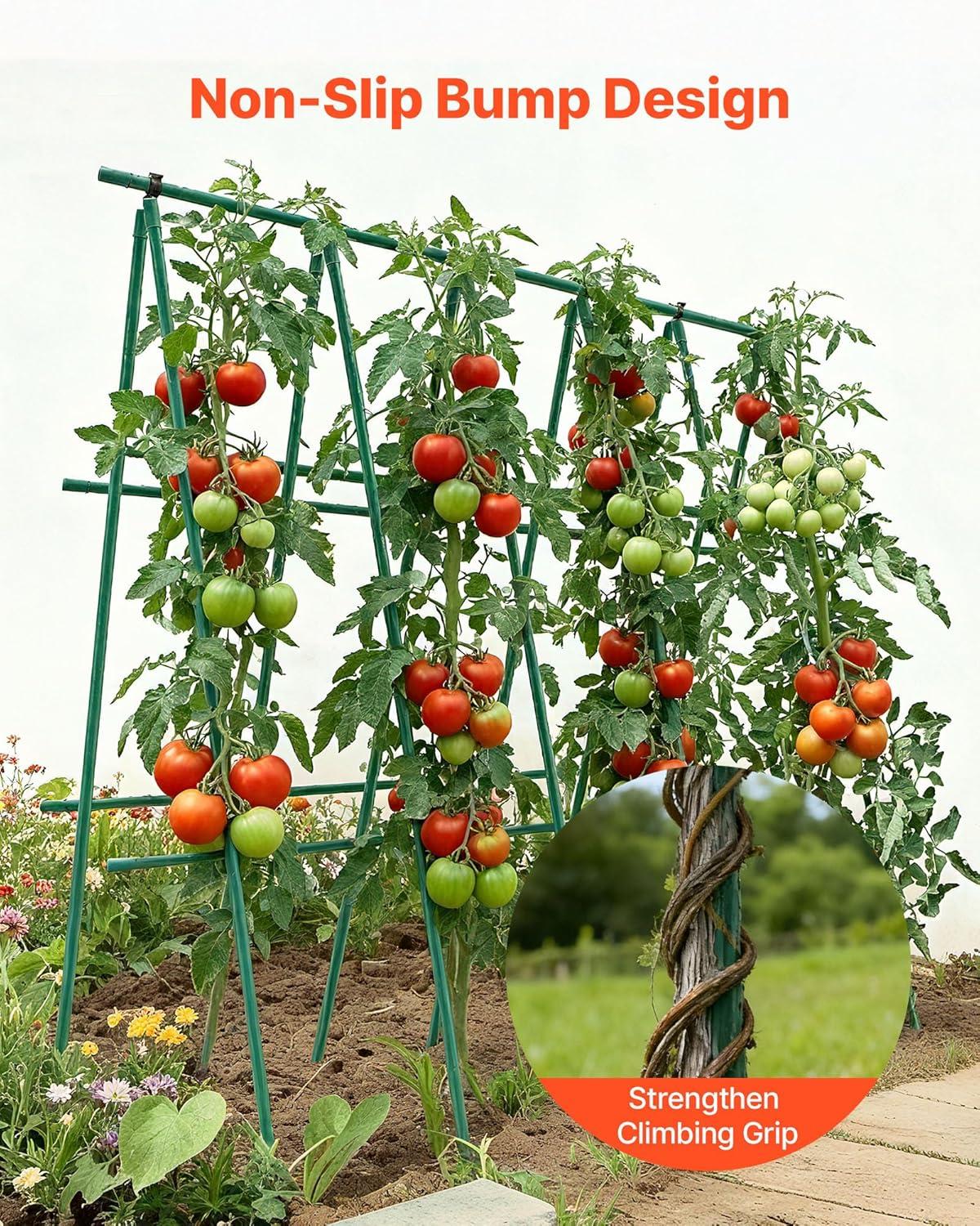 image:imageVEVOR Garden Stakes 25 Pack 8268 inch Plastic Coated Metal Tomato Stakes Garden Sticks for Plants Support with Pointed End and NonSlip Bumps for Growing Climbing Plants Outdoor Vegetables12m11mm