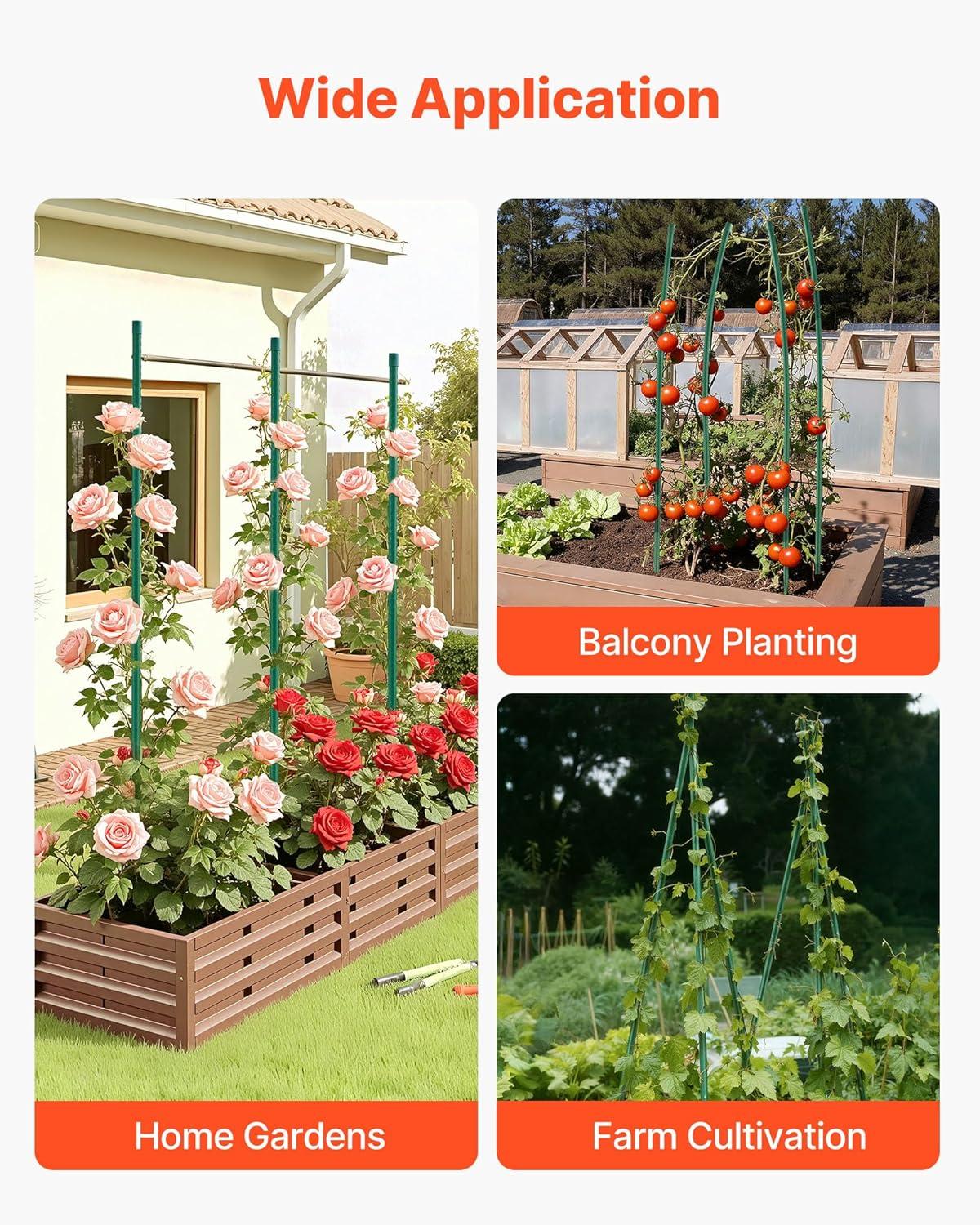 image:imageVEVOR Garden Stakes 25 Pack 8268 inch Plastic Coated Metal Tomato Stakes Garden Sticks for Plants Support with Pointed End and NonSlip Bumps for Growing Climbing Plants Outdoor Vegetables24m20mm