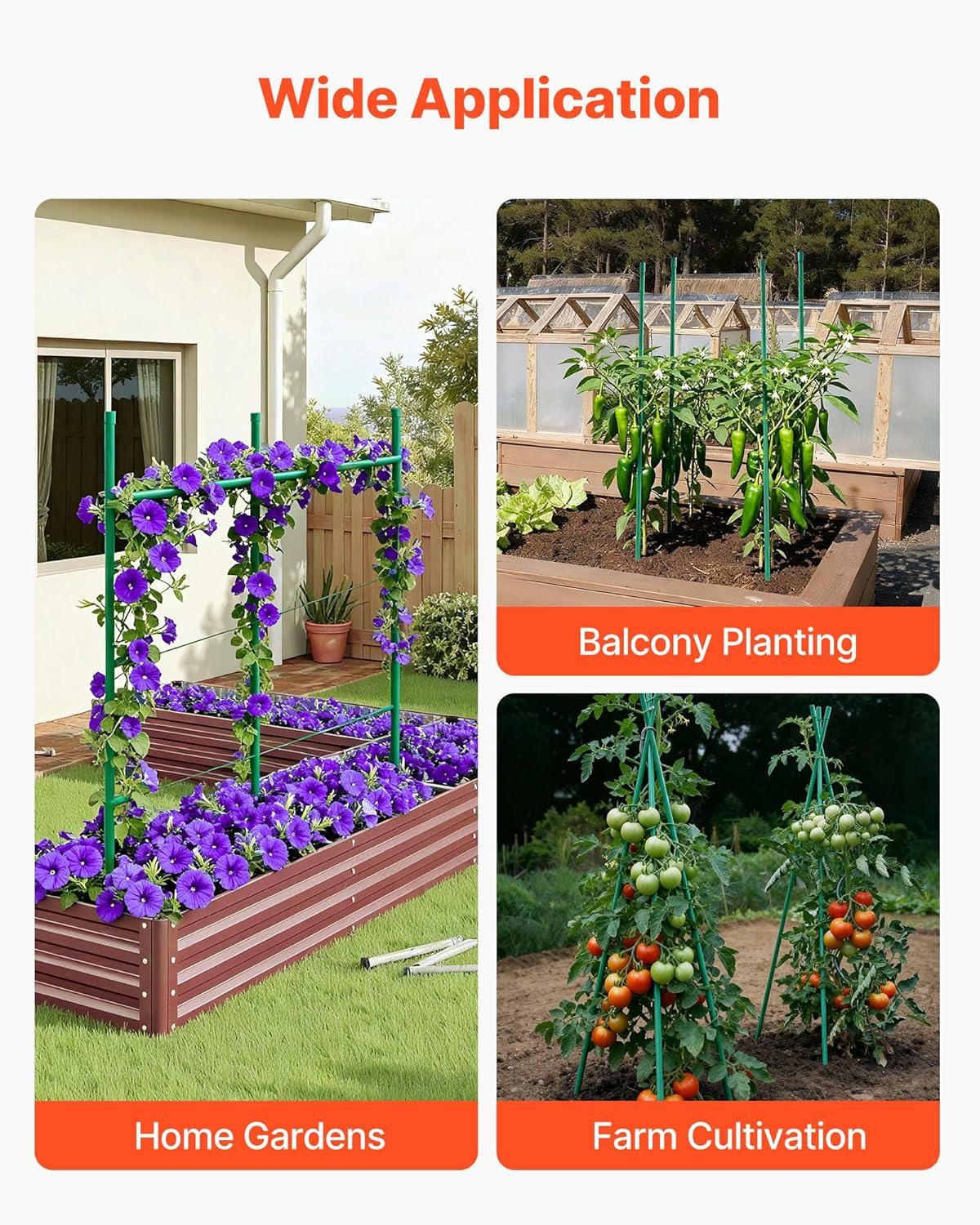 image:imageVEVOR Garden Stakes 25 Pack 8268 inch Plastic Coated Metal Tomato Stakes Garden Sticks for Plants Support with Pointed End and NonSlip Bumps for Growing Climbing Plants Outdoor Vegetables12m11mm