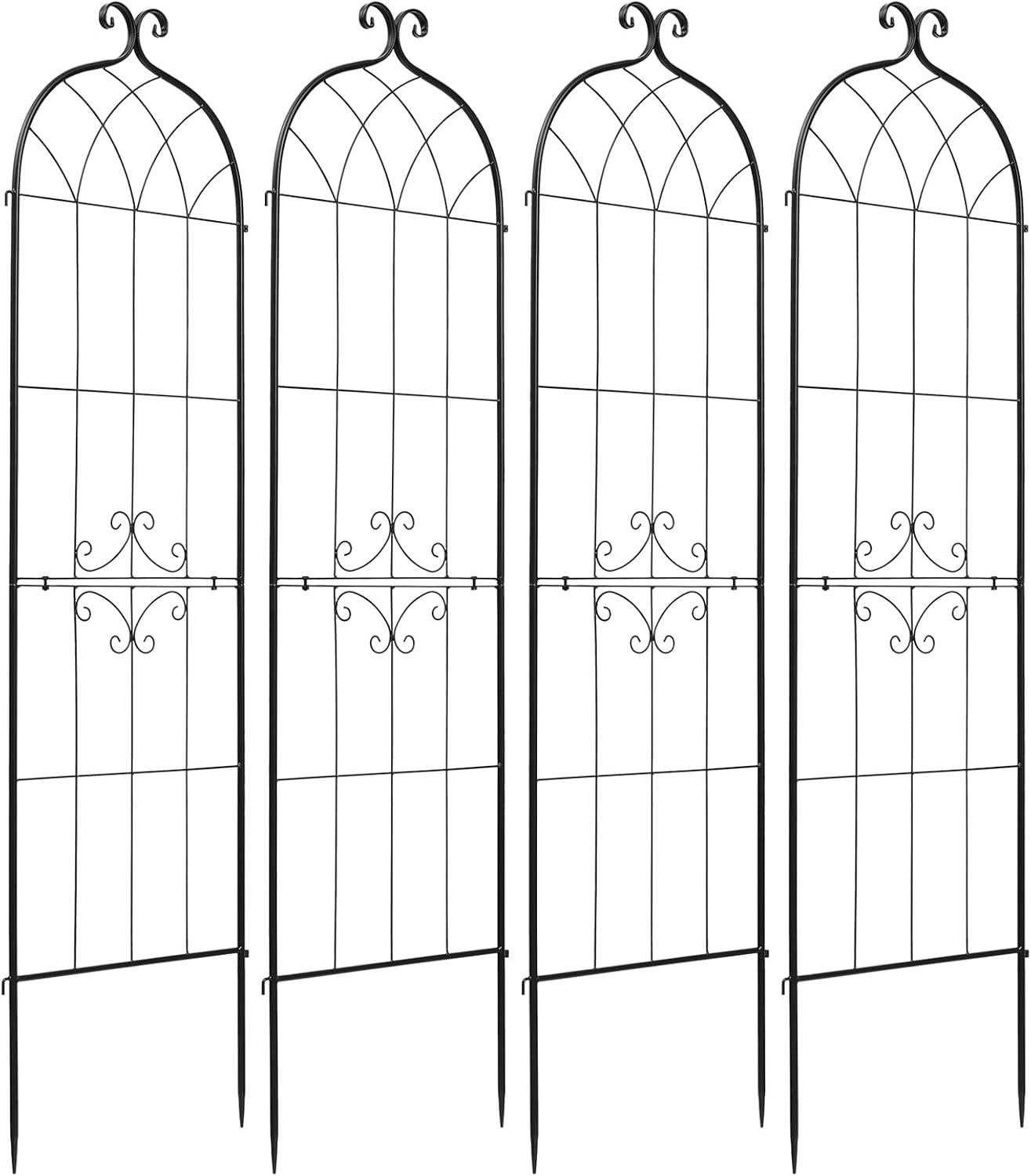 image:imageVEVOR Garden Trellis 71 x 20 inch Rose Trellis 4 Packs Garden Flower Rose Trellises with PowderCoated Finish amp Convenient Locking Design Plant Support Trellises for Flowers Vegetables Roses4 PacksStyle2