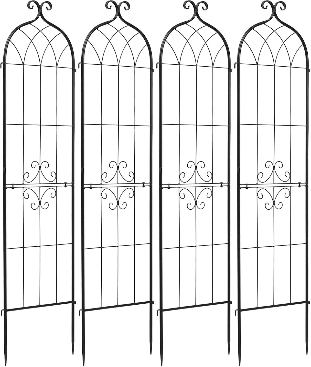 image:imageVEVOR Garden Trellis 71 x 20 inch Rose Trellis 4 Packs Garden Flower Rose Trellises with PowderCoated Finish amp Convenient Locking Design Plant Support Trellises for Flowers Vegetables Roses4 PacksStyle2