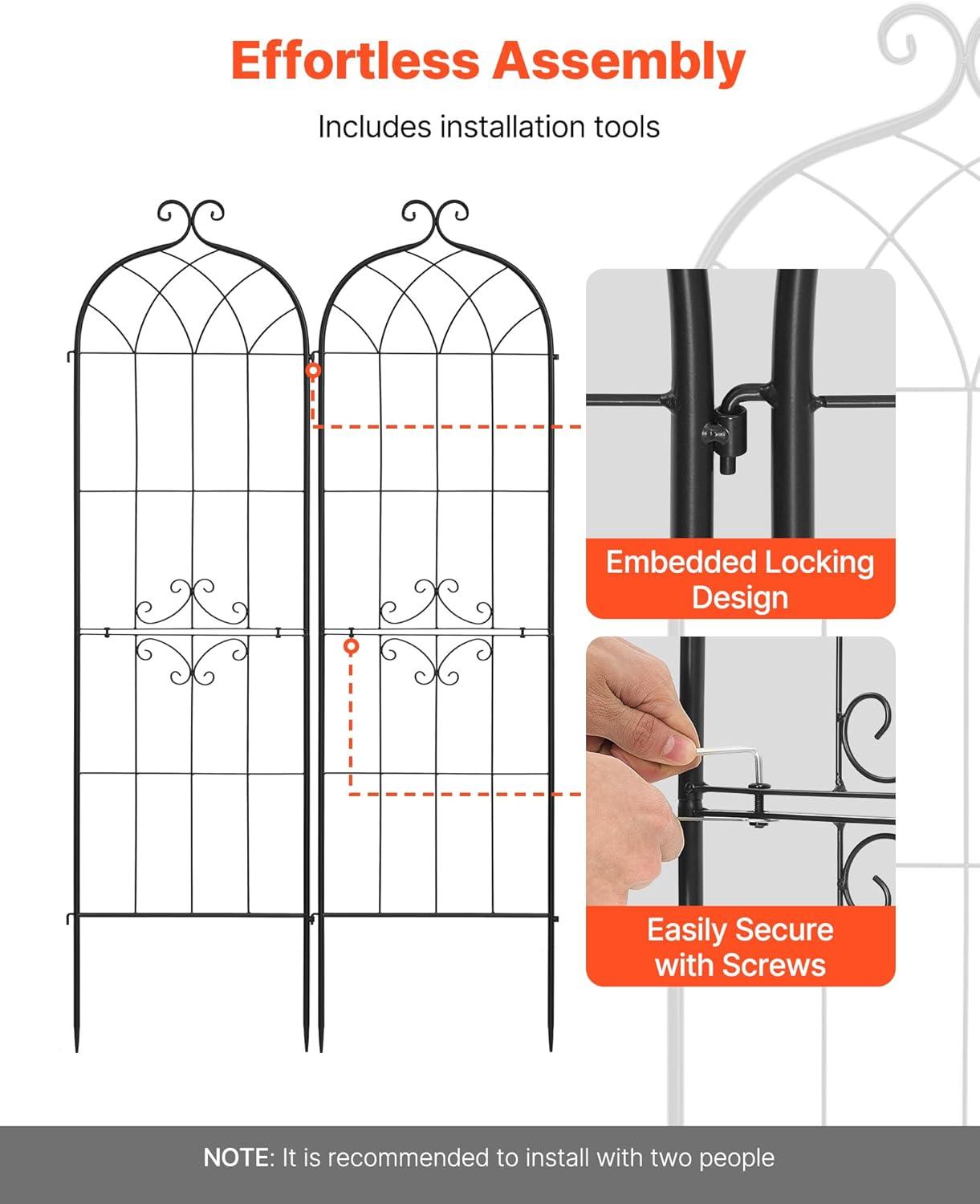 image:imageVEVOR Garden Trellis 71 x 20 inch Rose Trellis 4 Packs Garden Flower Rose Trellises with PowderCoated Finish amp Convenient Locking Design Plant Support Trellises for Flowers Vegetables Roses4 PacksStyle2