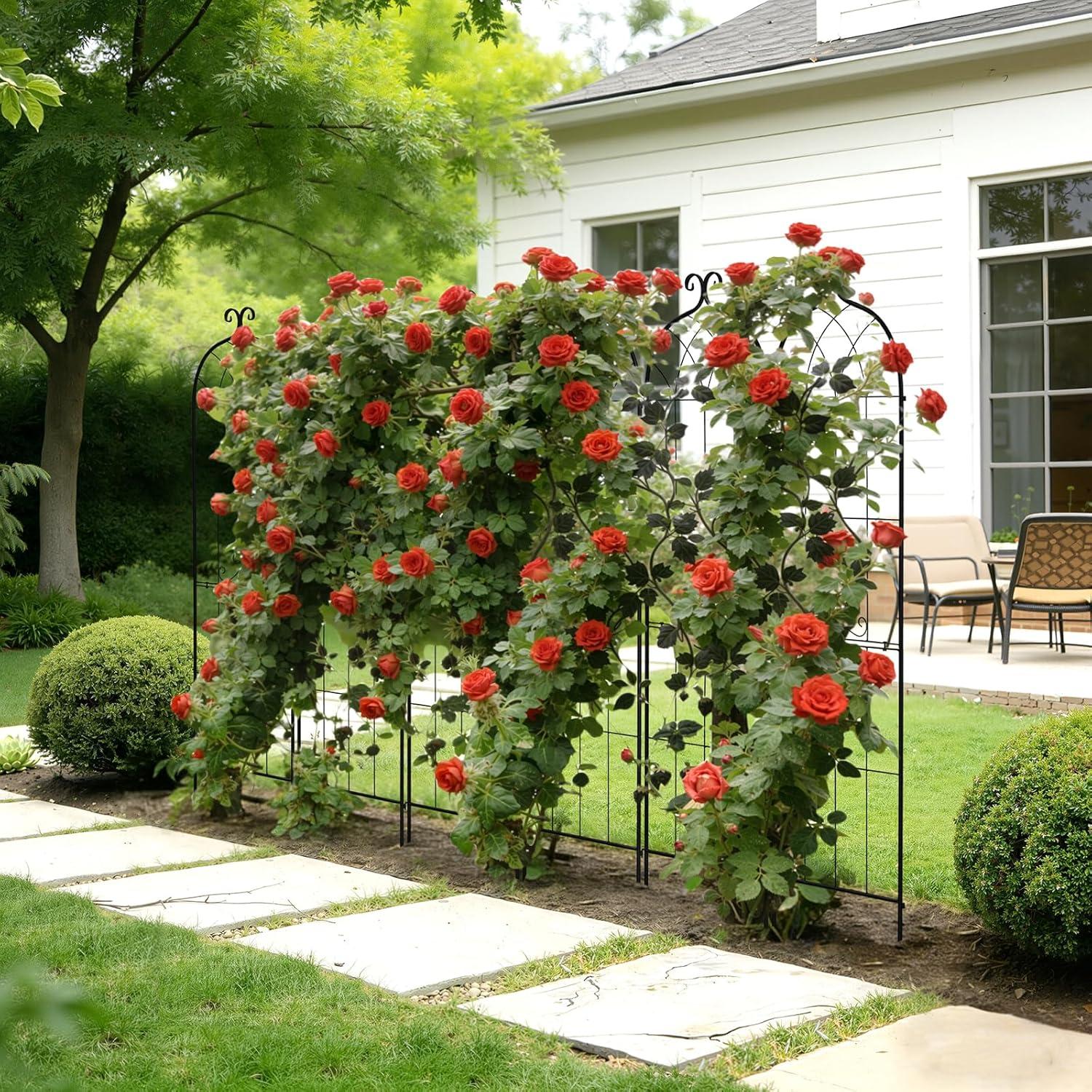 image:imageVEVOR Garden Trellis 71 x 20 inch Rose Trellis 4 Packs Garden Flower Rose Trellises with PowderCoated Finish amp Convenient Locking Design Plant Support Trellises for Flowers Vegetables Roses4 PacksStyle2