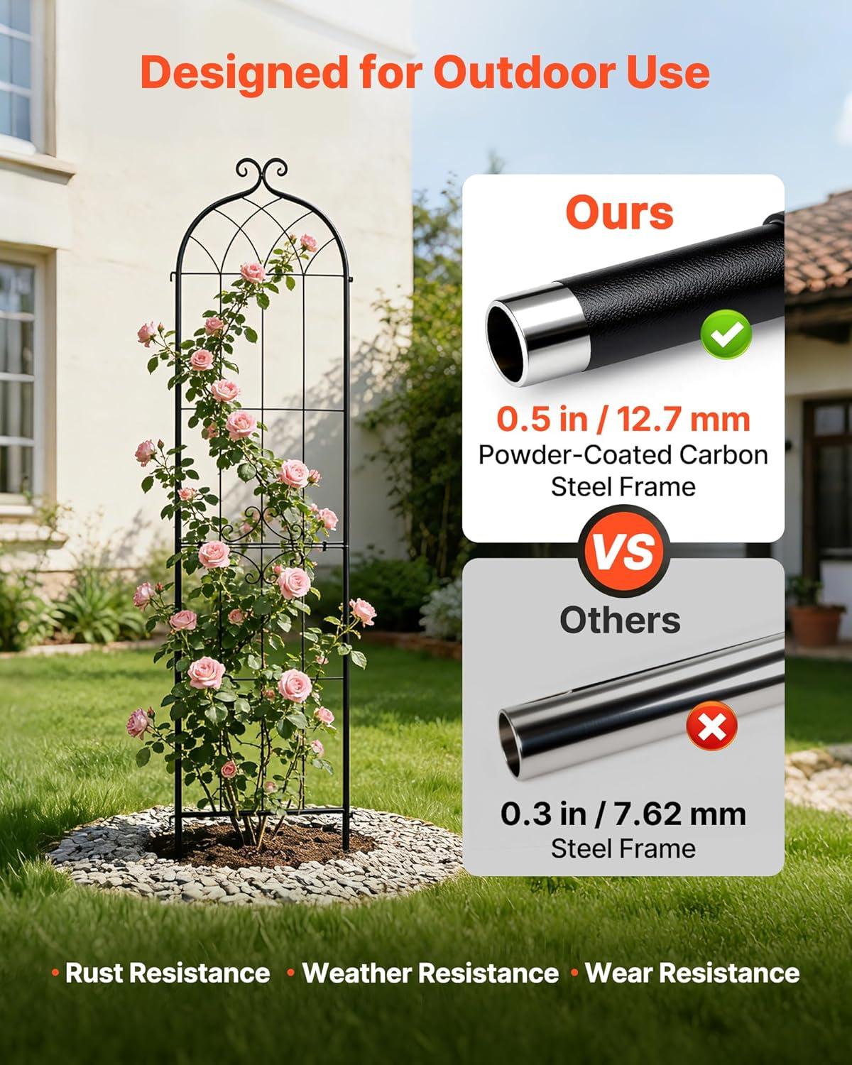 image:imageVEVOR Garden Trellis 71 x 20 inch Rose Trellis 4 Packs Garden Flower Rose Trellises with PowderCoated Finish amp Convenient Locking Design Plant Support Trellises for Flowers Vegetables Roses4 PacksStyle2