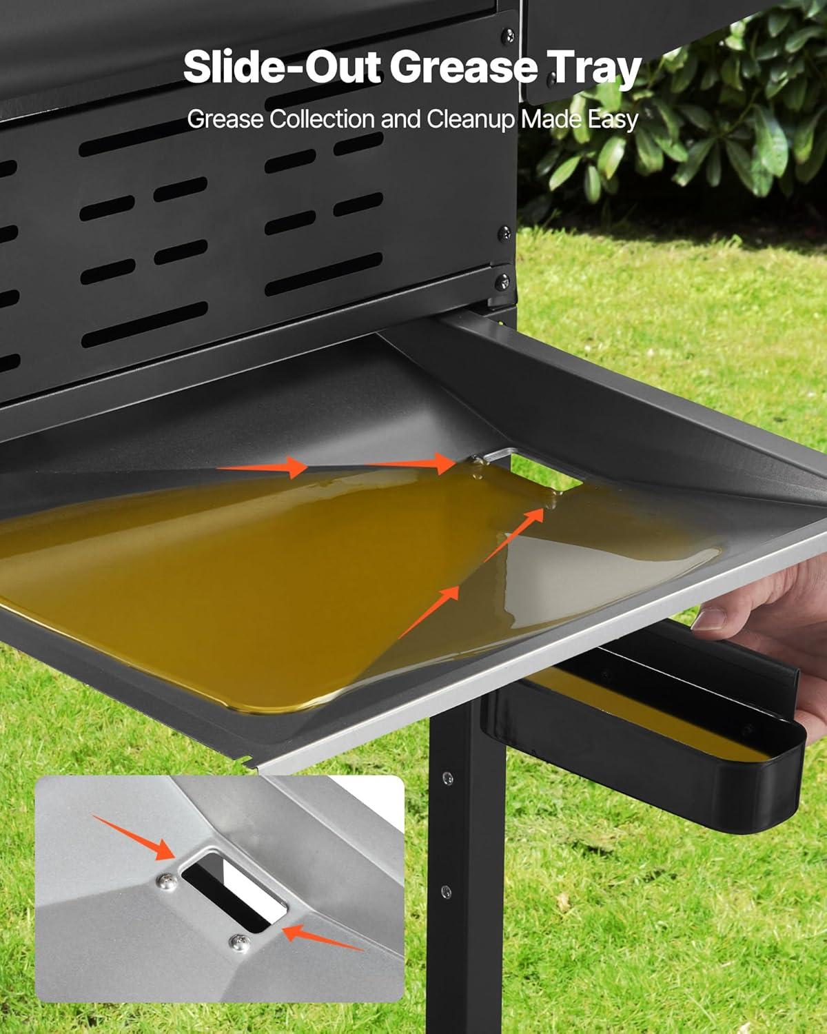 image:imageVEVOR Gas Grill 4 Burner Propane Gas Grill with Side Burner 425 SQIn Grilling Area Carbon Steel Enamel Grates Outdoor 52000 BTU Patio Garden BBQ Grills with Two Side Shelves Stainless Steel3 Burner Carbon Steel