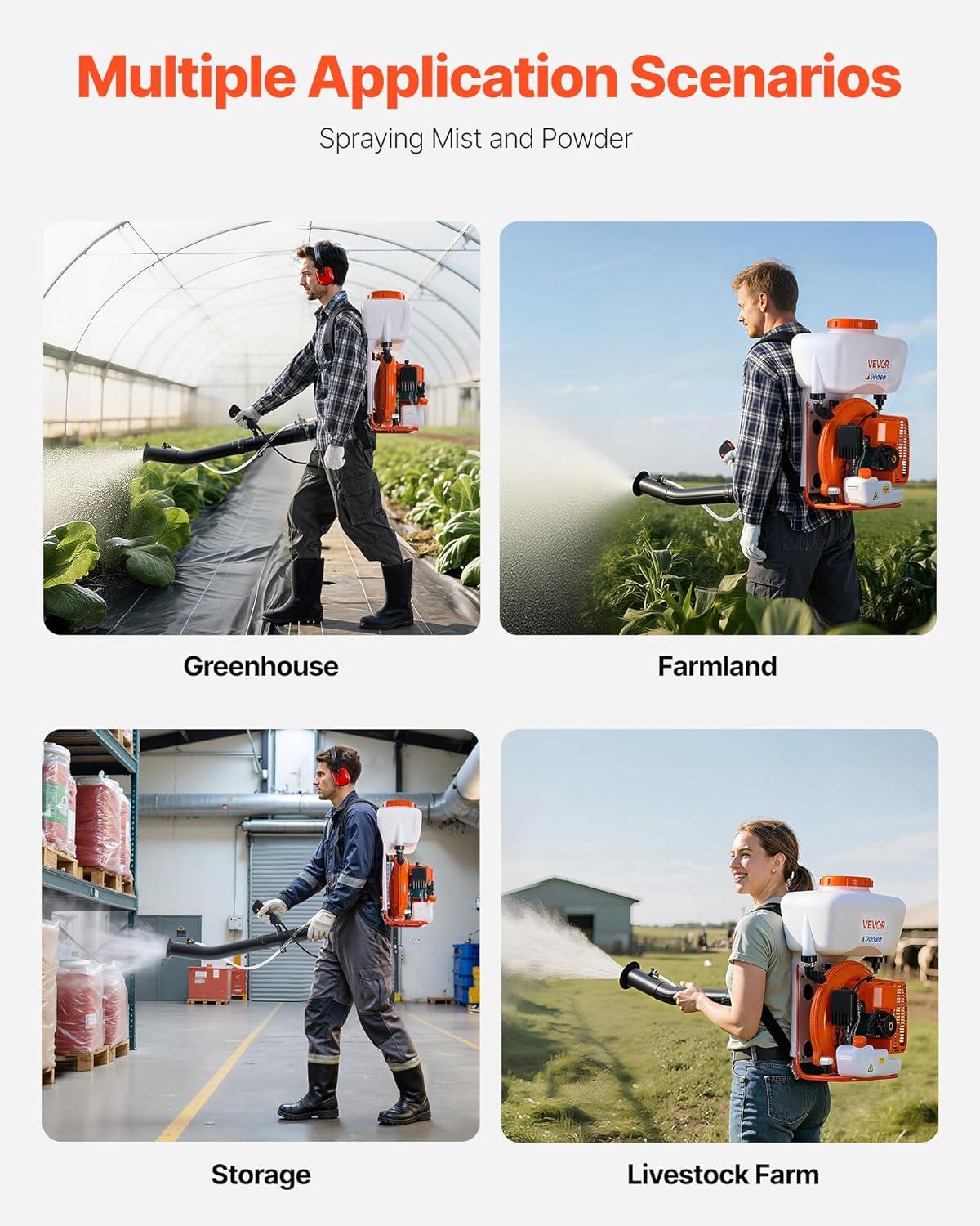 image:imageVEVOR Gas Powered Backpack Sprayer 265CC 09HP Engine Garden Sprayer with 65 Gallon Tank Large Area Coverage Lawn Spraying Machine with 24 in Wand amp Nozzles for Efficient Gardening amp Farming4 Gal Fogger Sprayer