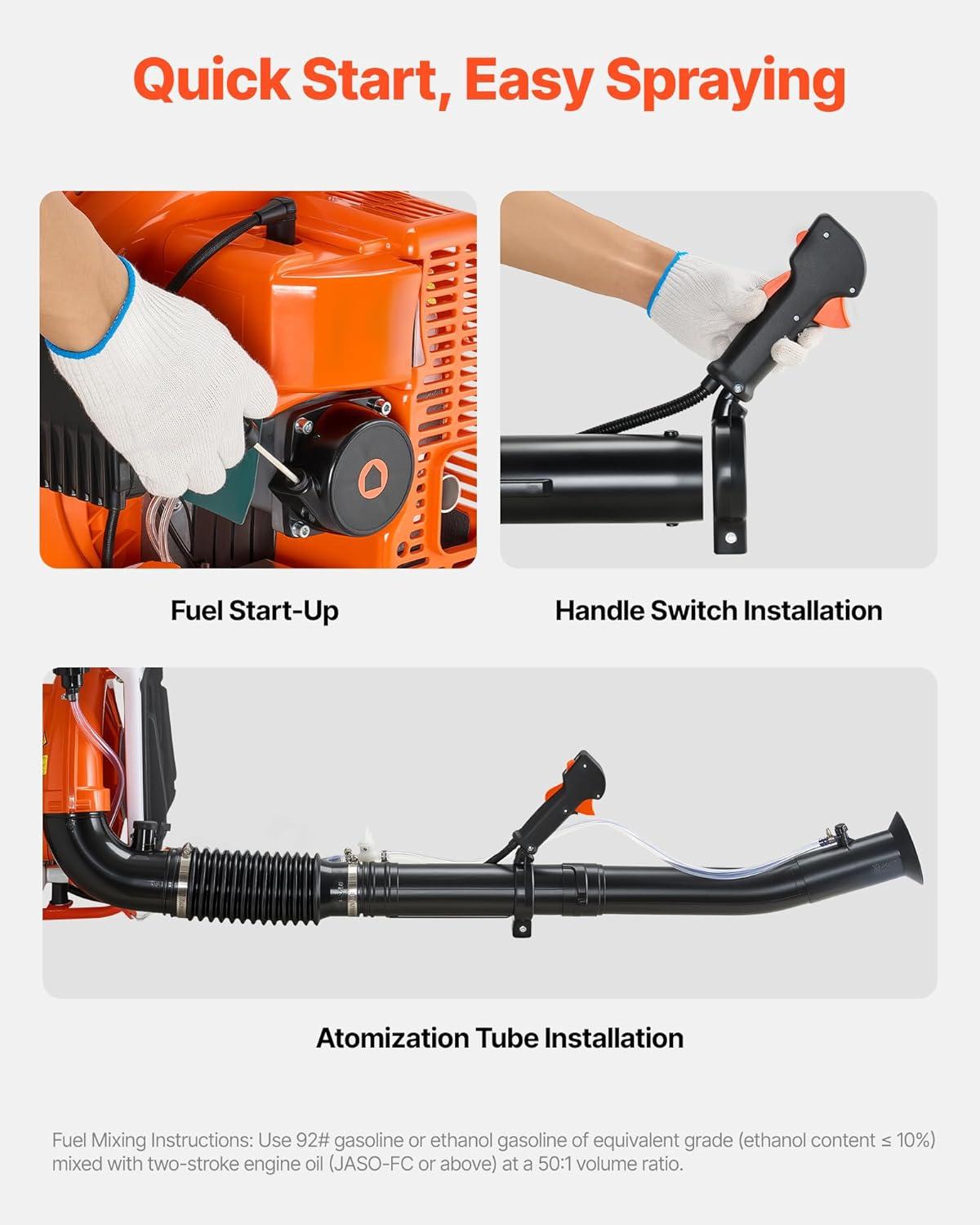 image:imageVEVOR Gas Powered Backpack Sprayer 265CC 09HP Engine Garden Sprayer with 65 Gallon Tank Large Area Coverage Lawn Spraying Machine with 24 in Wand amp Nozzles for Efficient Gardening amp Farming4 Gal Fogger Sprayer