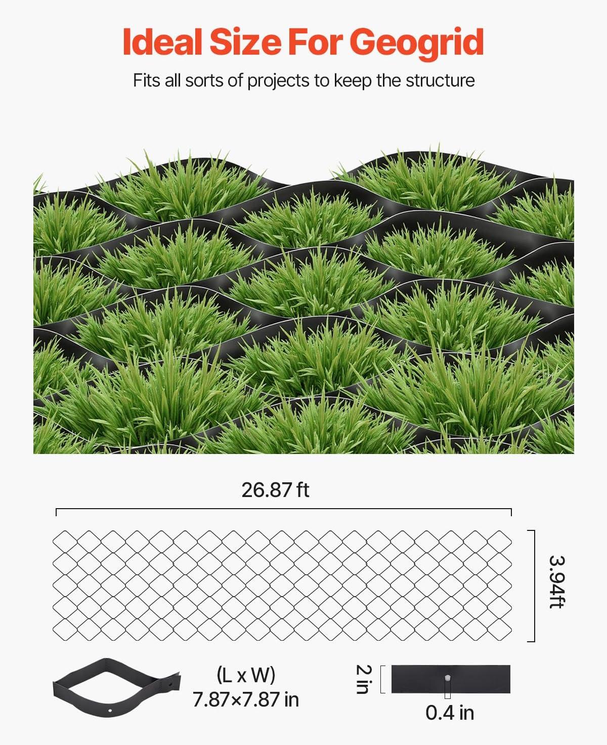 image:imageVEVOR Gravel Grid 2 Inch Depth 2687 x 394 FT 8200 x 1200 mm 1880 LBS Per Sq ft Grass Ground Retainer Permeable Geo Grids Driveway Stabilization for Garden Patio Walkway RV Parking Slopes