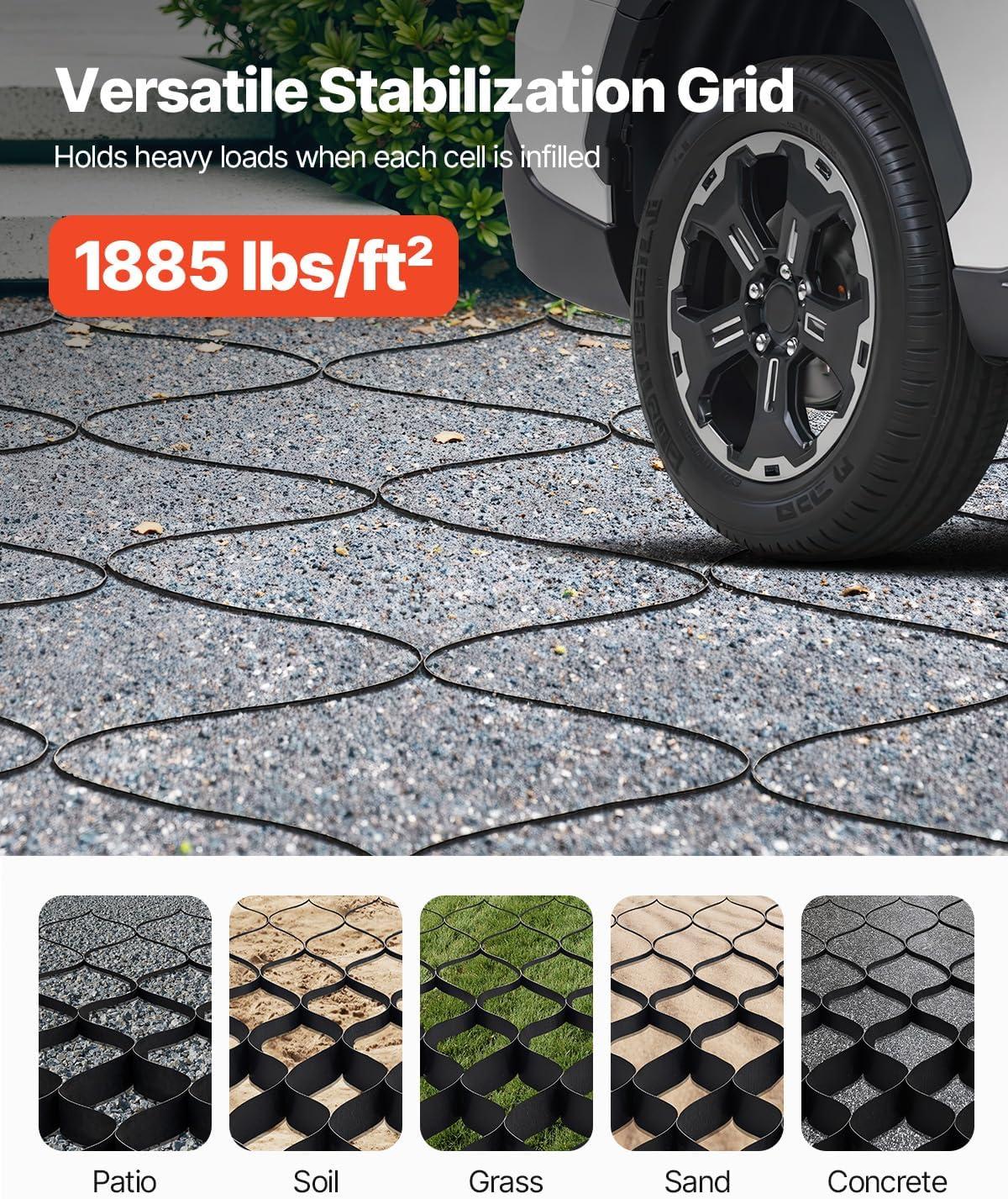 image:imageVEVOR Gravel Grid 2 Inch Depth 2687 x 394 FT 8200 x 1200 mm 1880 LBS Per Sq ft Grass Ground Retainer Permeable Geo Grids Driveway Stabilization for Garden Patio Walkway RV Parking Slopes