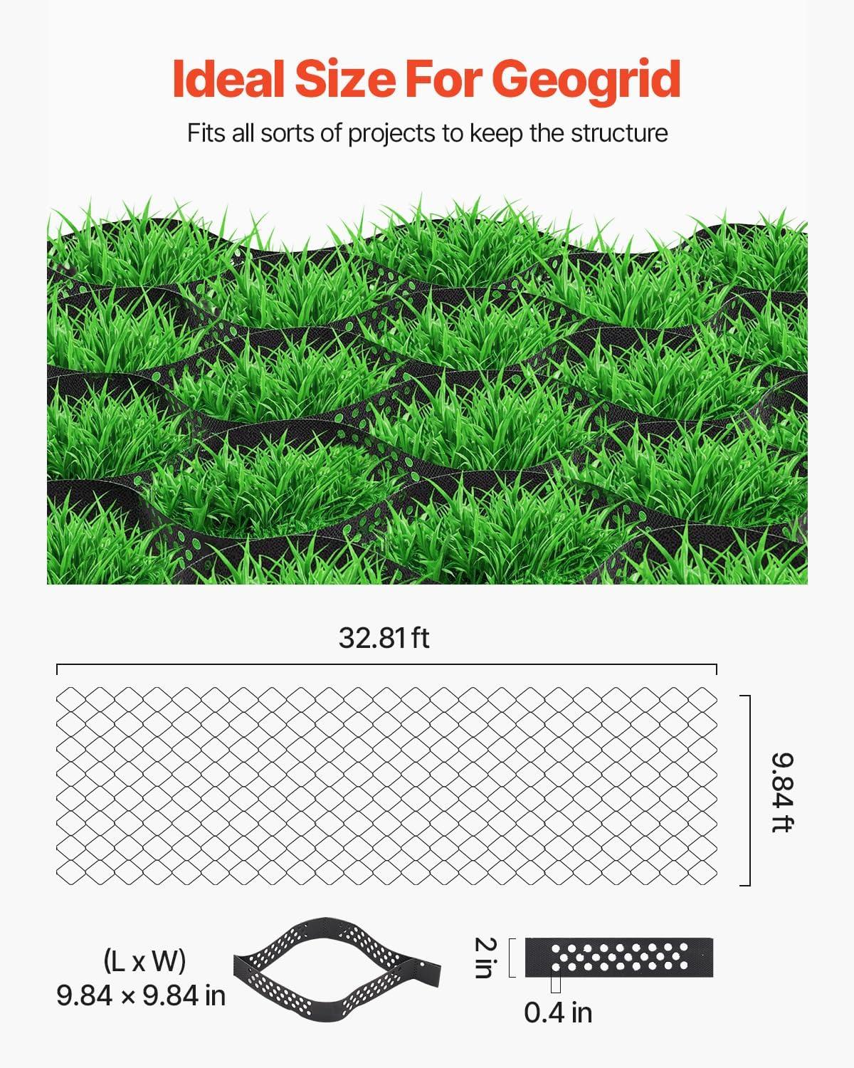image:imageVEVOR Gravel Grid 2 Inch Depth 3281 x 984 FT 10000 x 3000 mm 1880 LBS Per Sq ft Grass Ground Retainer Permeable Geo Grids Driveway Stabilization for Garden Patio Walkway RV Parking Slopes3281 x 984 FT