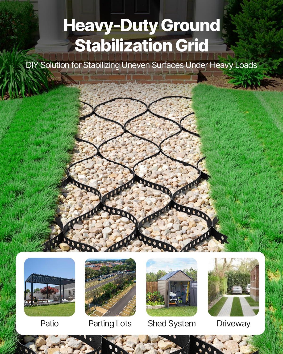 image:imageVEVOR Gravel Grid 2 Inch Depth 3281 x 984 FT 10000 x 3000 mm 1880 LBS Per Sq ft Grass Ground Retainer Permeable Geo Grids Driveway Stabilization for Garden Patio Walkway RV Parking Slopes1706 x 886 FT