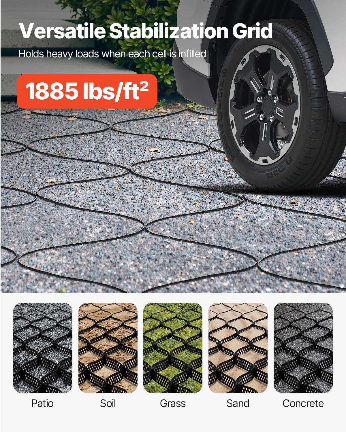 image:imageVEVOR Gravel Grid 2 Inch Depth 3281 x 984 FT 10000 x 3000 mm 1880 LBS Per Sq ft Grass Ground Retainer Permeable Geo Grids Driveway Stabilization for Garden Patio Walkway RV Parking Slopes3281 x 984 FT