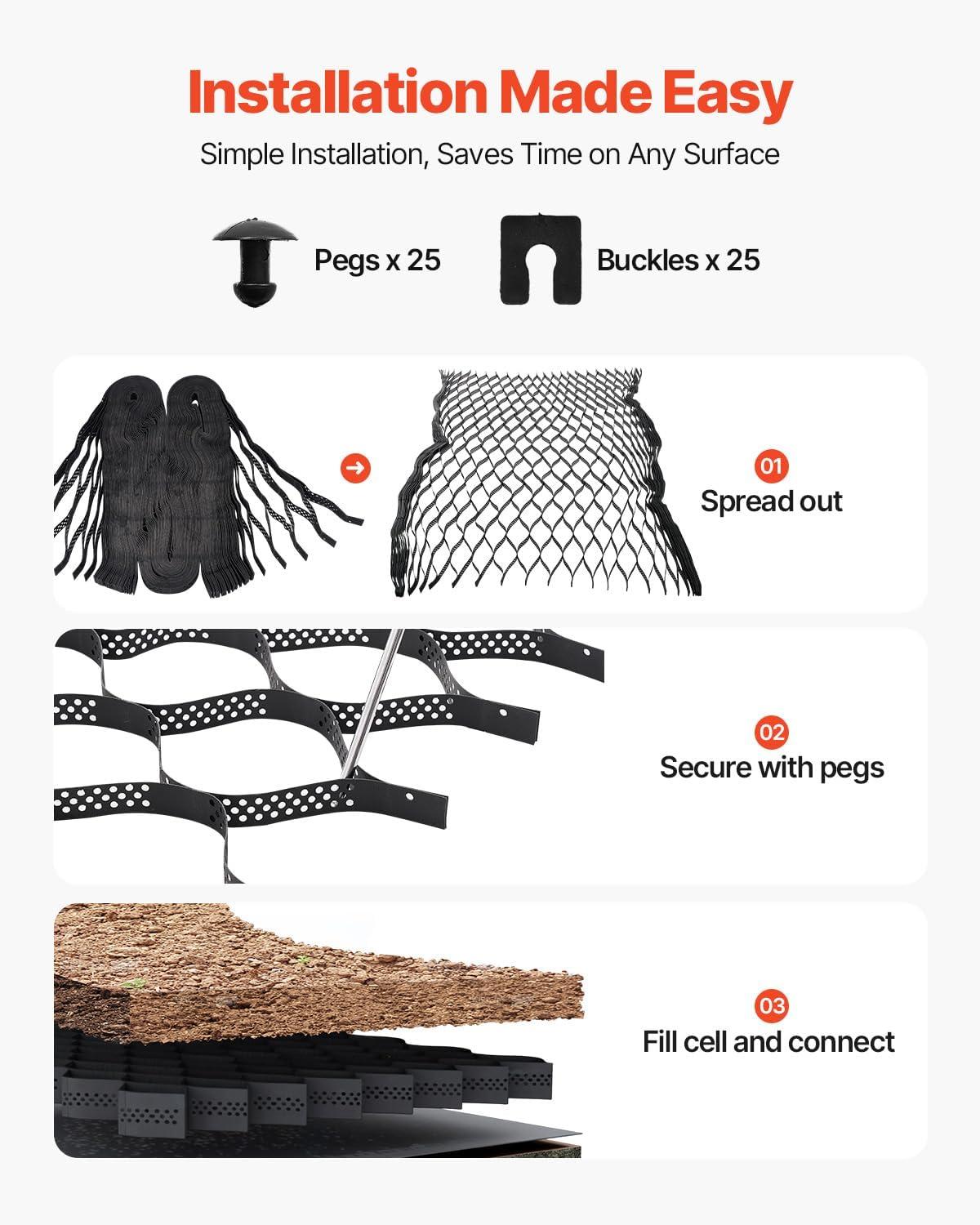 image:imageVEVOR Gravel Grid 2 Inch Depth 3281 x 984 FT 10000 x 3000 mm 1880 LBS Per Sq ft Grass Ground Retainer Permeable Geo Grids Driveway Stabilization for Garden Patio Walkway RV Parking Slopes3281 x 984 FT