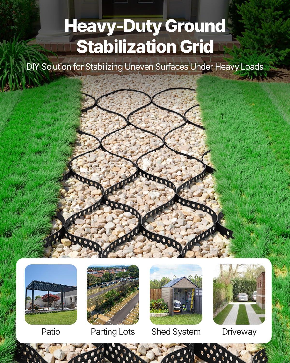 image:imageVEVOR Gravel Grid 2 Inch Depth 3281 x 984 FT 10000 x 3000 mm 1880 LBS Per Sq ft Grass Ground Retainer Permeable Geo Grids Driveway Stabilization for Garden Patio Walkway RV Parking Slopes3281 x 984 FT