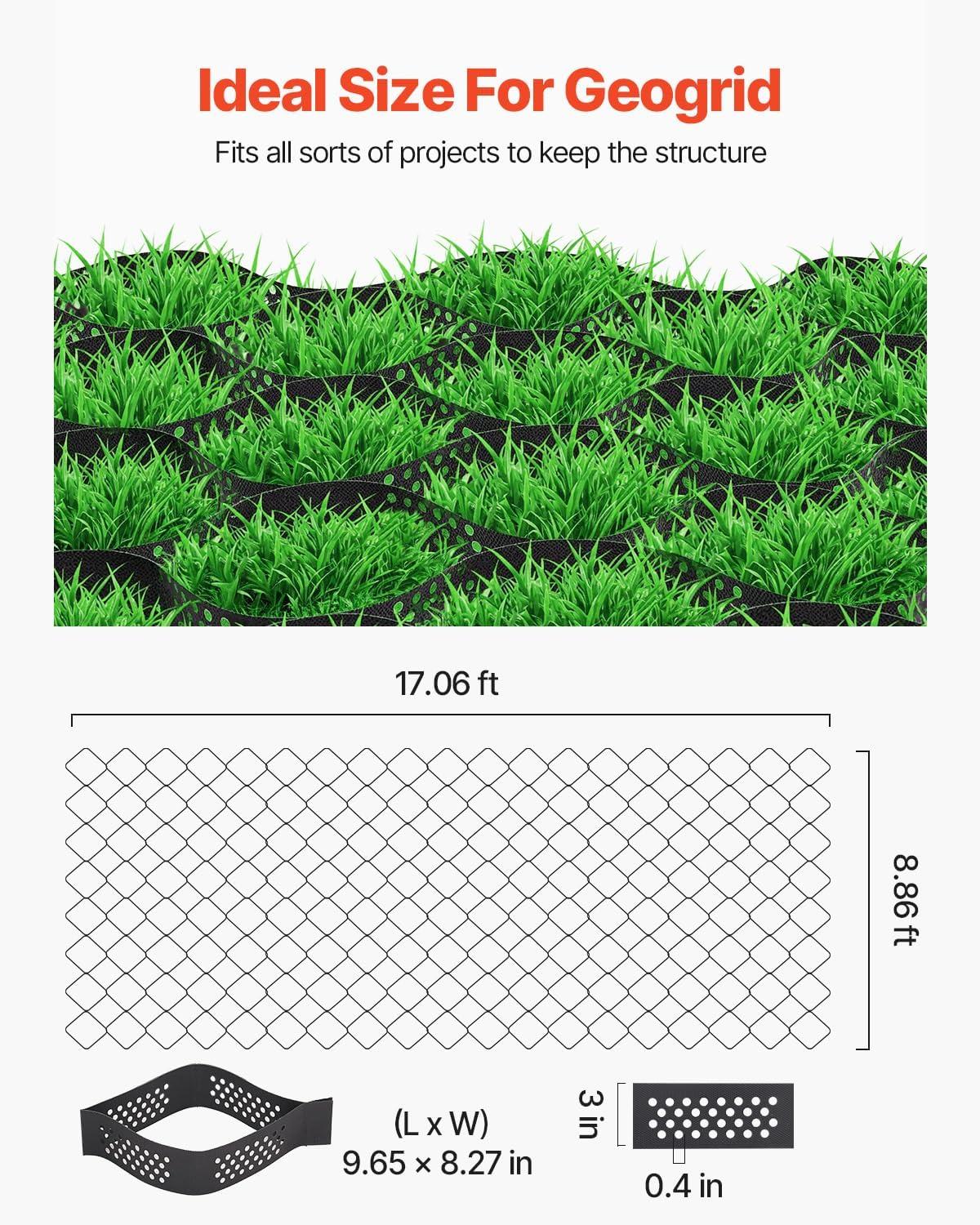 image:imageVEVOR Gravel Grid 2 Inch Depth 3281 x 984 FT 10000 x 3000 mm 1880 LBS Per Sq ft Grass Ground Retainer Permeable Geo Grids Driveway Stabilization for Garden Patio Walkway RV Parking Slopes1706 x 886 FT