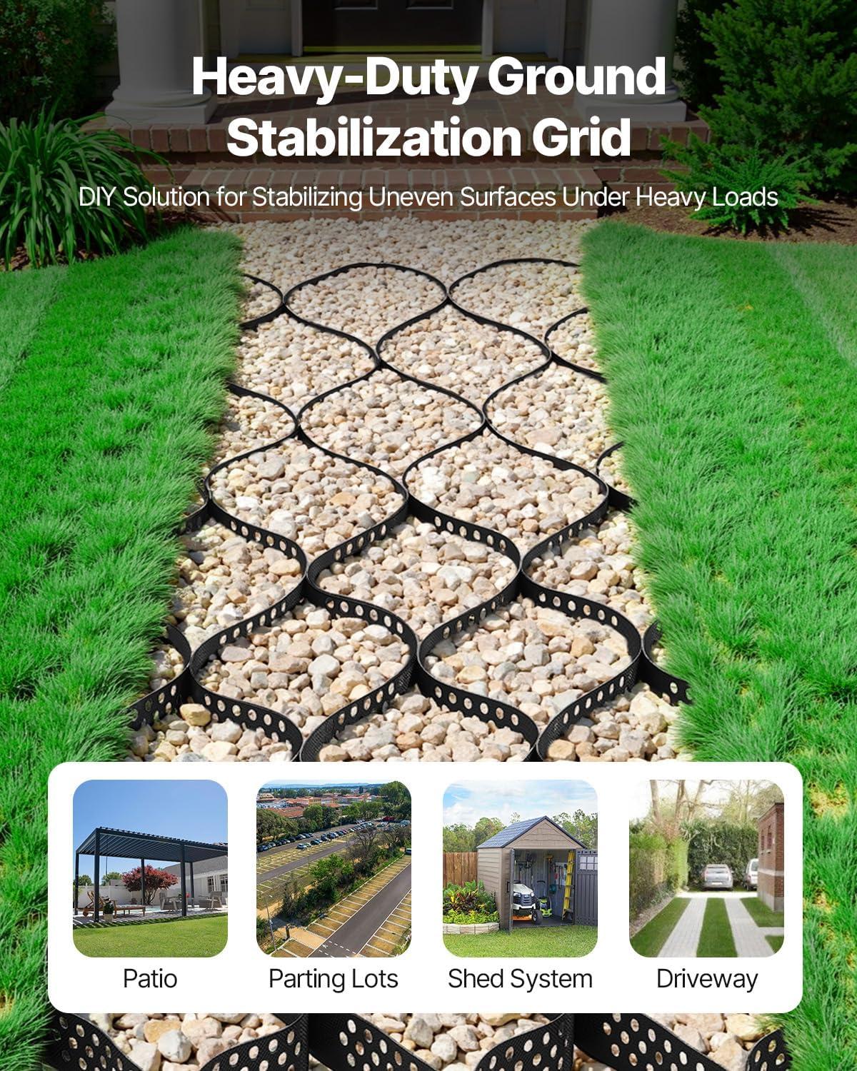 image:imageVEVOR Gravel Grid 2 Inch Depth 3281 x 984 FT 10000 x 3000 mm 1880 LBS Per Sq ft Grass Ground Retainer Permeable Geo Grids Driveway Stabilization for Garden Patio Walkway RV Parking Slopes164 x 65 FT