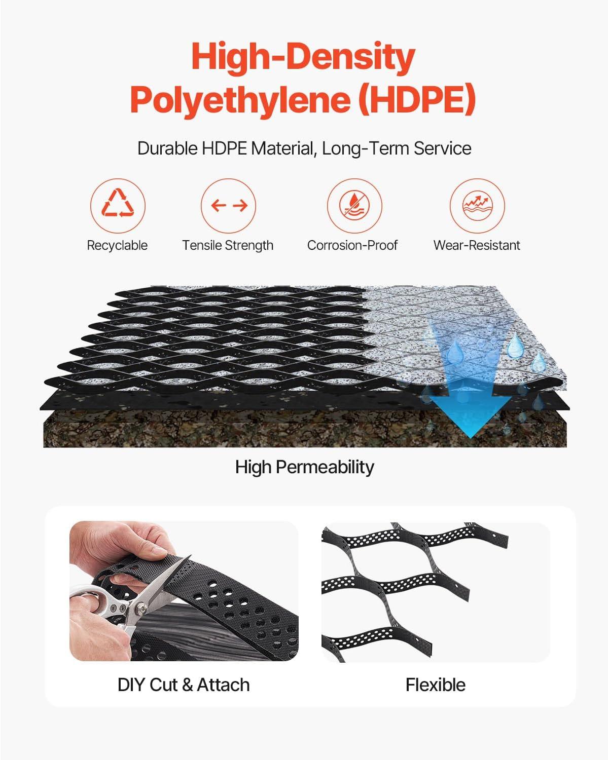 image:imageVEVOR Gravel Grid 2 Inch Depth 3281 x 984 FT 10000 x 3000 mm 1880 LBS Per Sq ft Grass Ground Retainer Permeable Geo Grids Driveway Stabilization for Garden Patio Walkway RV Parking Slopes3281 x 984 FT