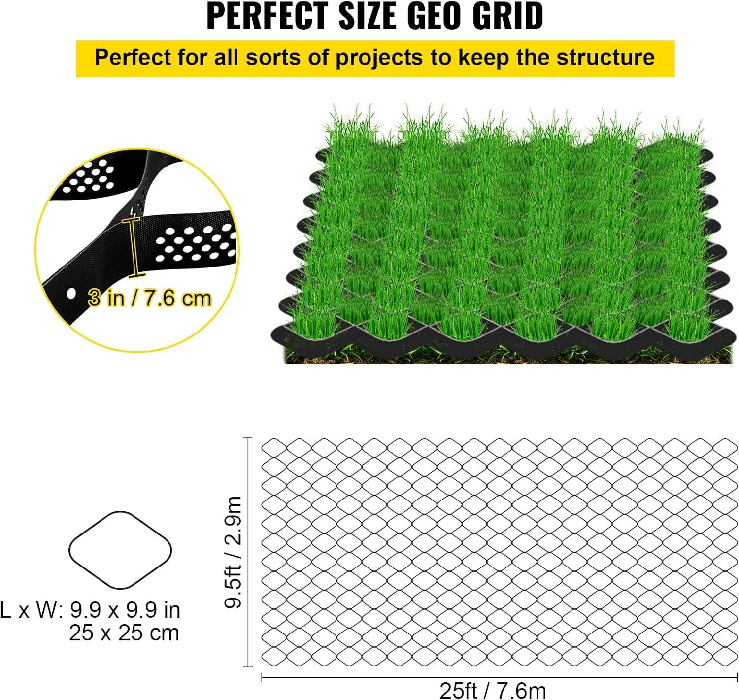 image:imageVEVOR Ground Grid 27 ft x 4 ft 1885 lbs per Sq Ft Load Geo Grid 2 Depth Permeable Stabilization System for DIY Patio Walkway Shed Base Light Vehicle Driveway Parking Lot Grass and Gravel25ft x 95ft