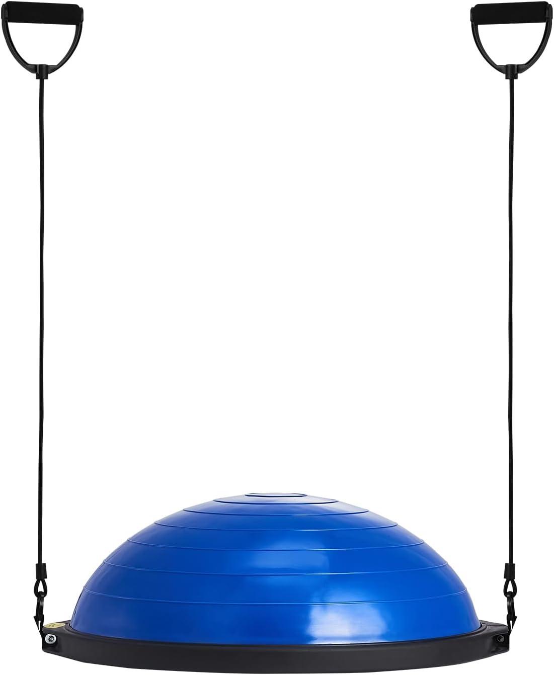 image:imageVEVOR Half Exercise Ball Trainer 2326 inch Balance Ball Trainer 1500lbs Capacity Stability Ball Yoga Ball with Resistance Bands amp Foot Pump Strength Fitness Ball for Home Gym Full Body Workout26 Ripple Blue
