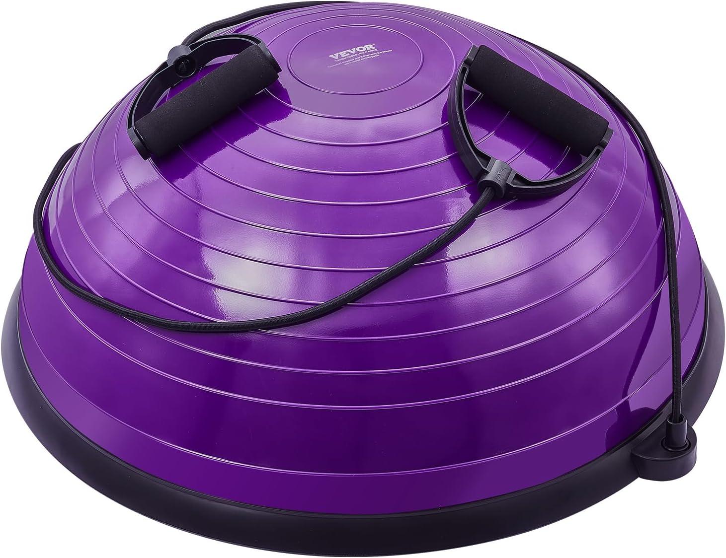 image:imageVEVOR Half Exercise Ball Trainer 2326 inch Balance Ball Trainer 1500lbs Capacity Stability Ball Yoga Ball with Resistance Bands amp Foot Pump Strength Fitness Ball for Home Gym Full Body Workout23 Ripple Purple