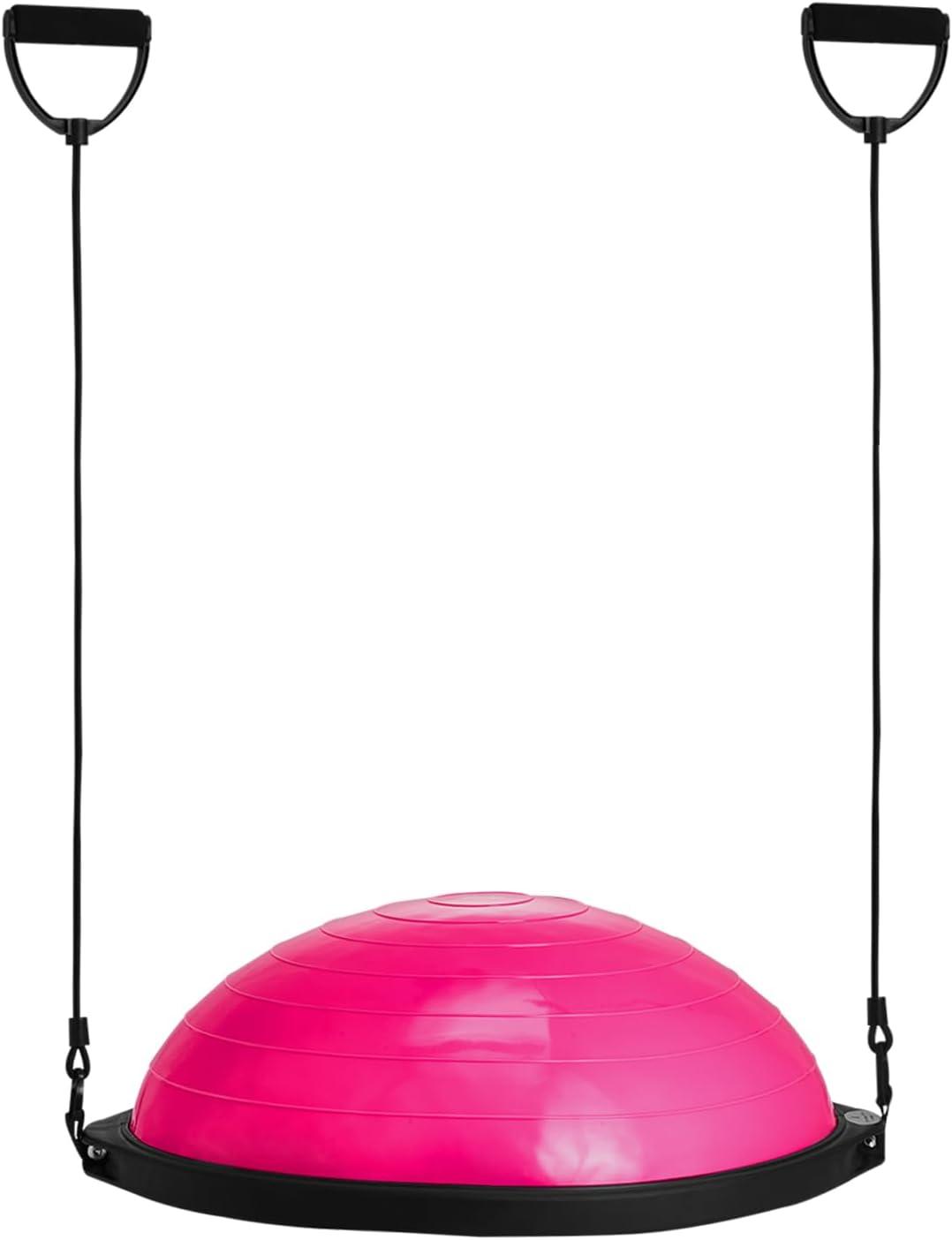 image:imageVEVOR Half Exercise Ball Trainer 2326 inch Balance Ball Trainer 1500lbs Capacity Stability Ball Yoga Ball with Resistance Bands amp Foot Pump Strength Fitness Ball for Home Gym Full Body Workout26 Ripple Pink