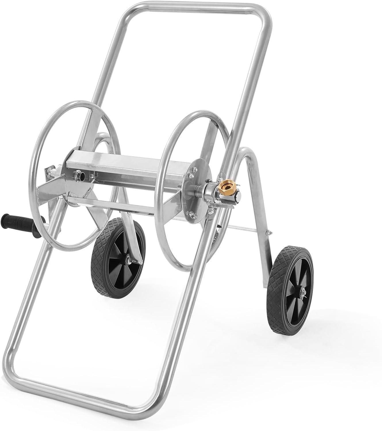 image:imageVEVOR Hose Reel Cart Hold Up to 250 ft of 58 Hose Garden Water Hose Carts Mobile Tools with 4 Wheels Heavy Duty PowderCoated Steel Outdoor Planting with Storage Basket for Garden Yard Lawn175 ft