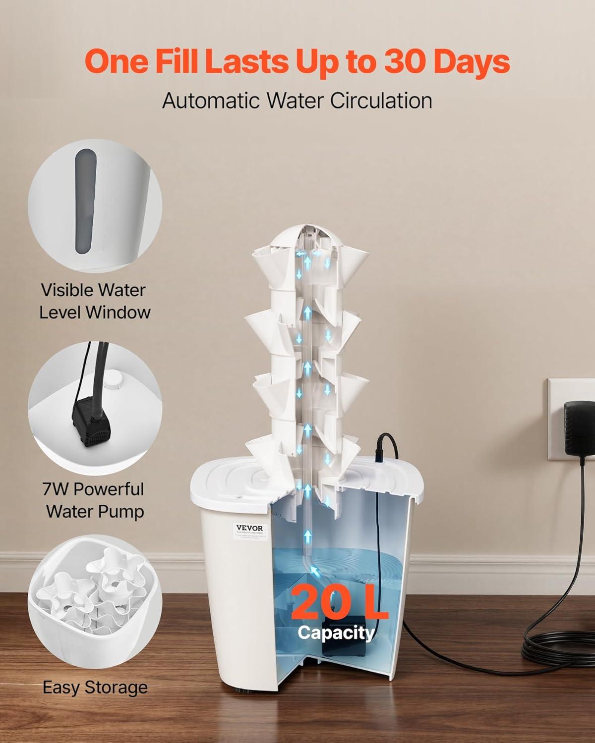 image:imageVEVOR Hydroponic Tower 20 Pods 4 Tiers Hydroponics Growing System Kit Vertical Home Hydronic Garden with 20L Water Tank amp Pump Planter Plants Germination Kit for Indoor Herbs Fruits Vegetables
