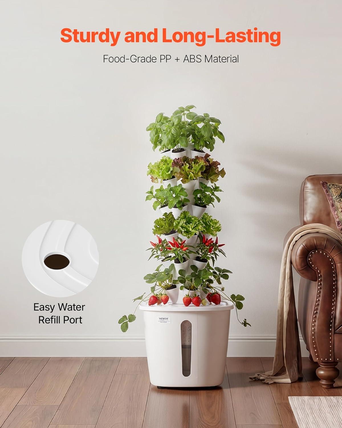 image:imageVEVOR Hydroponic Tower 30 Pods 6 Tiers Hydroponics Growing System Kit with App Control Vertical Home Garden with 20L Water Tank amp Pump Planter Germination Kit for Indoor Herbs Fruits Vegetables
