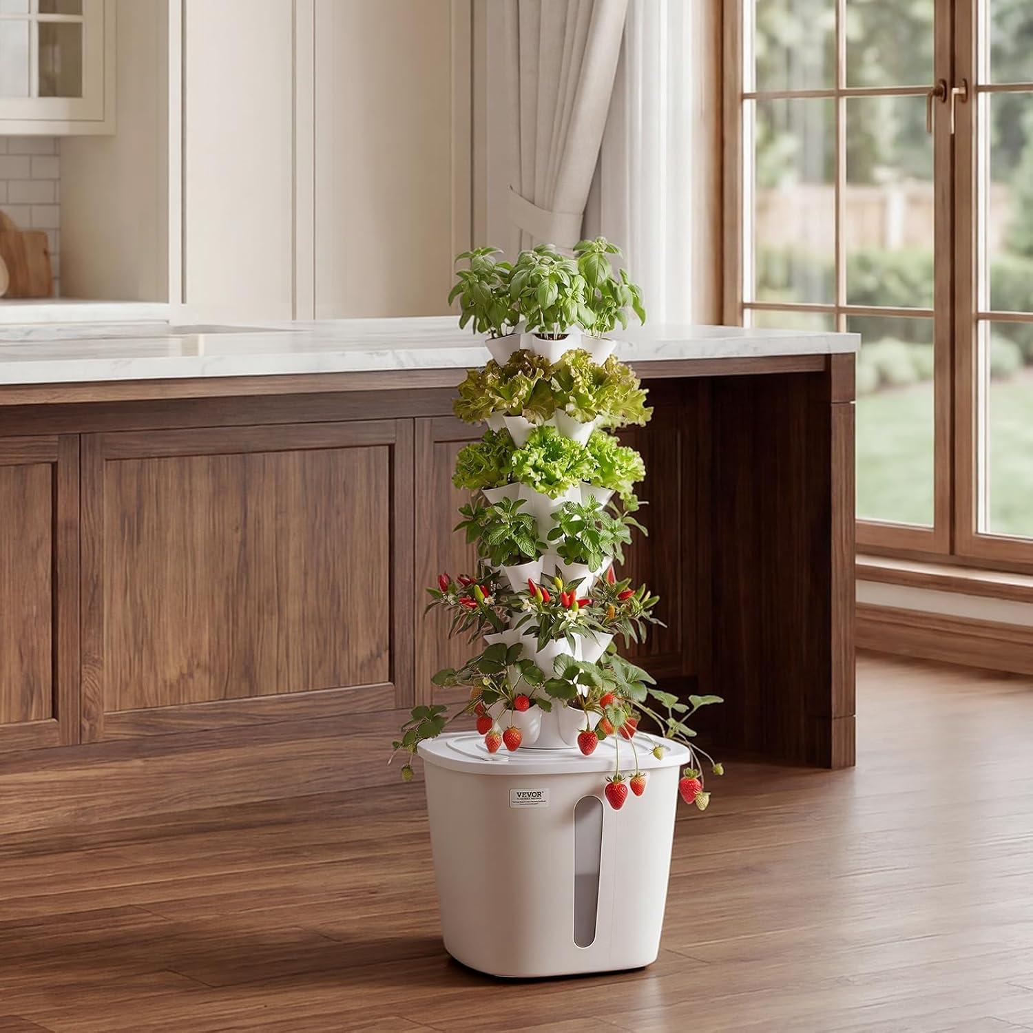 image:imageVEVOR Hydroponic Tower 30 Pods 6 Tiers Hydroponics Growing System Kit with App Control Vertical Home Garden with 20L Water Tank amp Pump Planter Germination Kit for Indoor Herbs Fruits Vegetables