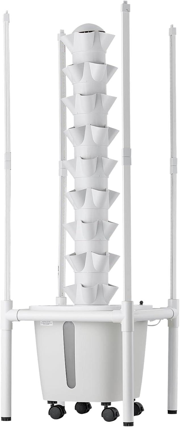 image:imageVEVOR Hydroponic Tower 45 Pods 9 Tiers Hydroponics Growing System Kit with LED Grow Light App Control amp Casters Vertical Home Garden with 20L Water Tank amp Pump for Indoor Herbs Fruits Vegetables