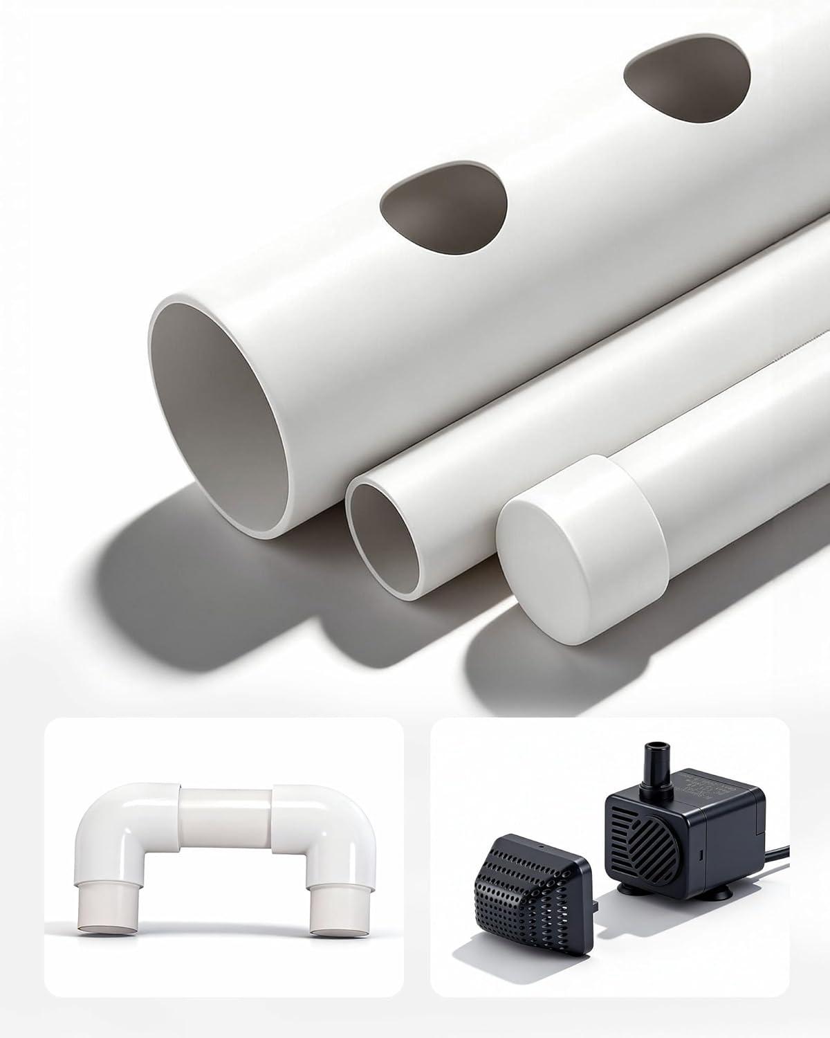 image:imageVEVOR Hydroponics Growing System Kit 3Tier 108 Sites UPVC Pipe Hydroponic Grow Kit with Timed Irrigation Thickened Hydroponic Pipes Indoor Home Garden Vegetable Planting Grow Kits for Fruit HerbWhite Standard Version
