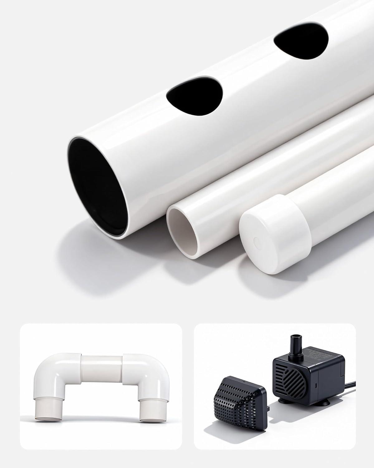 image:imageVEVOR Hydroponics Growing System Kit 3Tier 108 Sites UPVC Pipe Hydroponic Grow Kit with Timed Irrigation Thickened Hydroponic Pipes Indoor Home Garden Vegetable Planting Grow Kits for Fruit HerbBlack White Premium Version