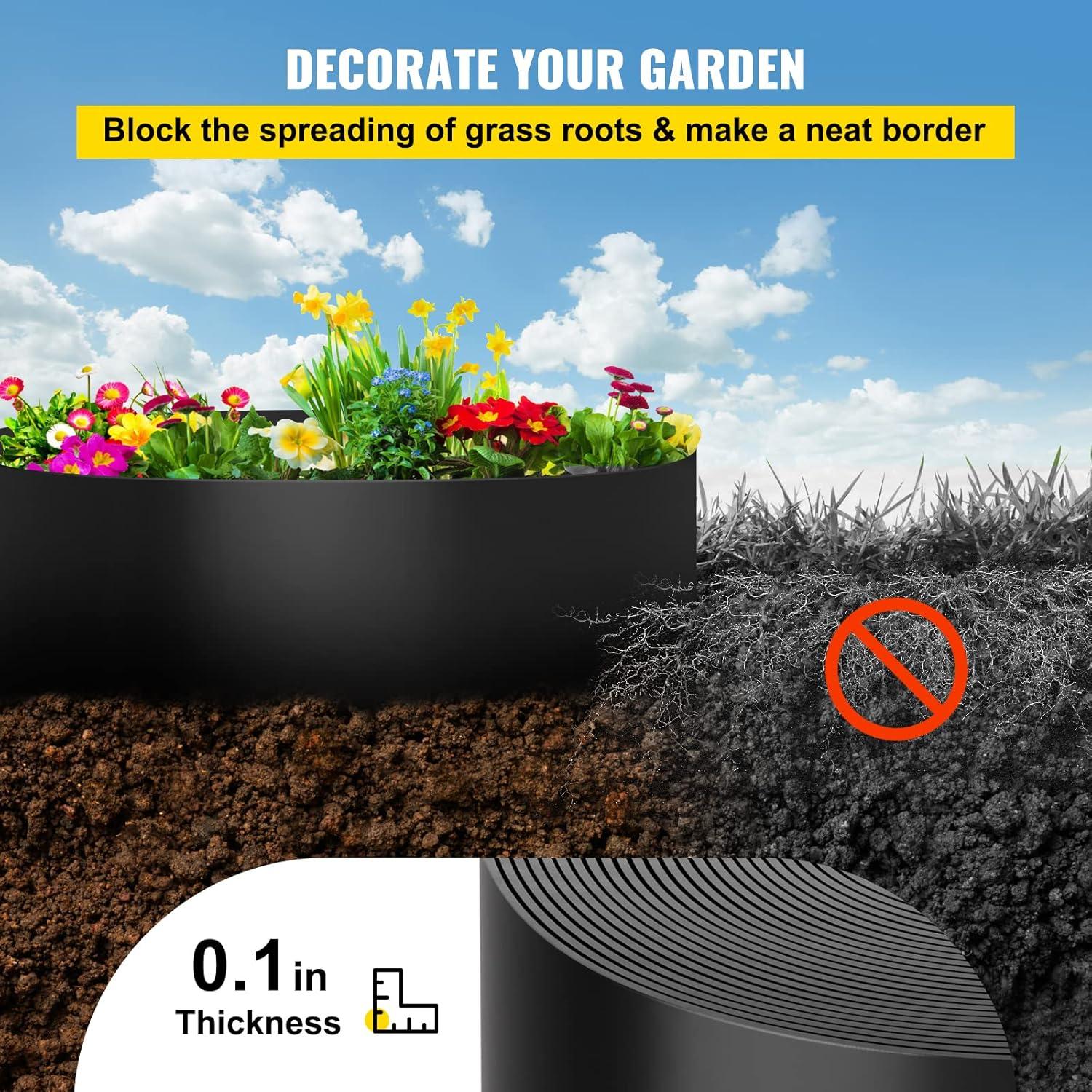 image:imageVEVOR Landscape Edging 10 inch Depth 150 ft Total Length Recycled HDPE Coiled Terrace Board Flexible Bender Border amp EasyFlex Nylon Landscape Anchoring Stakes