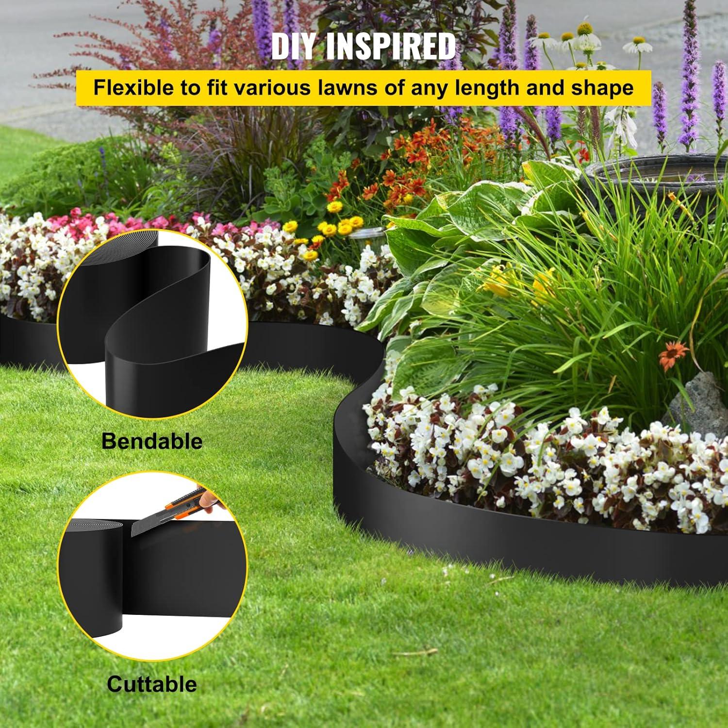 image:imageVEVOR Landscape Edging 10 inch Depth 40 ft Total Length Recycled HDPE Coiled Terrace Board Flexible Bender Border for Landscaping Lawn Garden Yard Against Invading Weeds Black40 FT