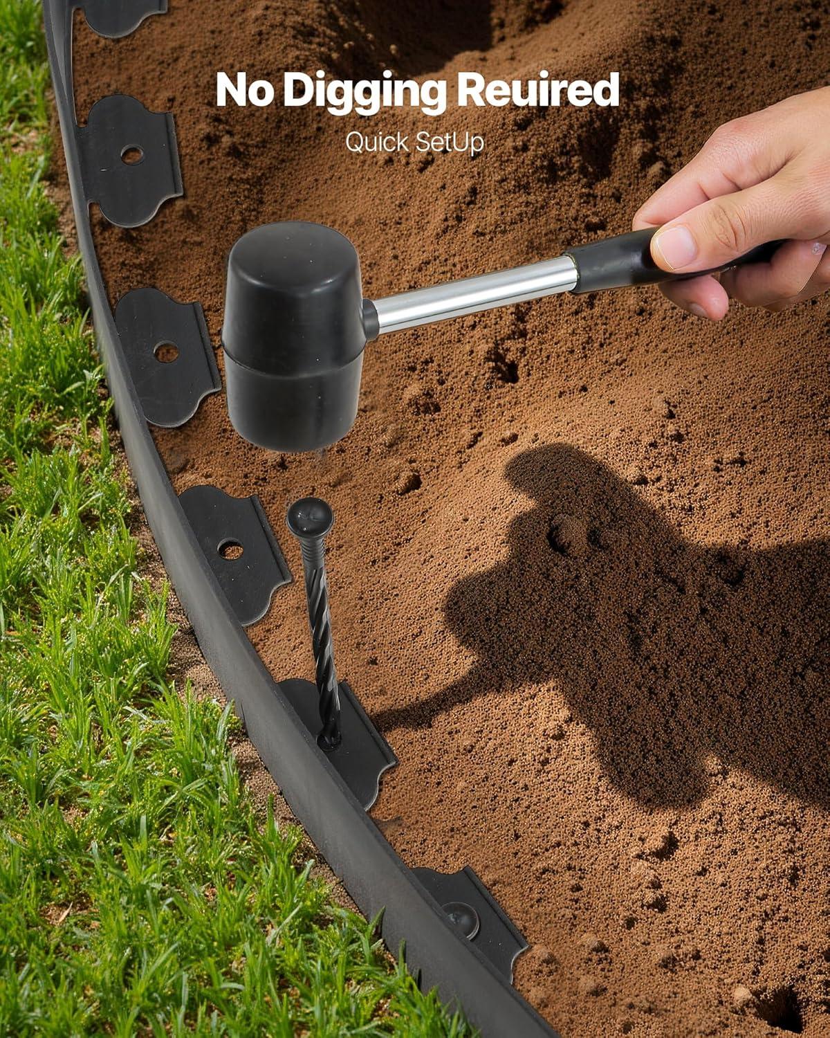 image:imageVEVOR Landscape Edging 20 ft x 2 in Plastic Garden Border Edging with 20 Spikes No Dig Flexible Lawn Edgings Roll UVResistant Mini Fence Borders Pathway Edgings for Flower Beds Yard Paver66ft4inLshaped