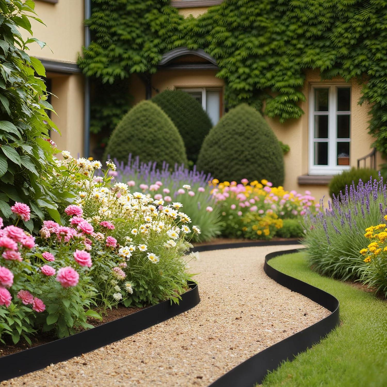image:imageVEVOR Landscape Edging 20 ft x 2 in Plastic Garden Border Edging with 20 Spikes No Dig Flexible Lawn Edgings Roll UVResistant Mini Fence Borders Pathway Edgings for Flower Beds Yard Paver66ft4inLshaped