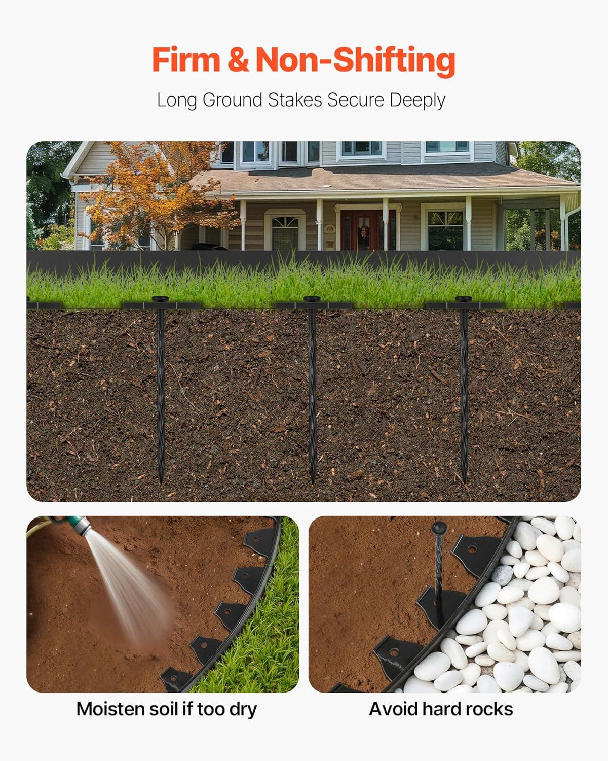 image:imageVEVOR Landscape Edging 20 ft x 2 in Plastic Garden Border Edging with 20 Spikes No Dig Flexible Lawn Edgings Roll UVResistant Mini Fence Borders Pathway Edgings for Flower Beds Yard Paver60ft17inLshaped