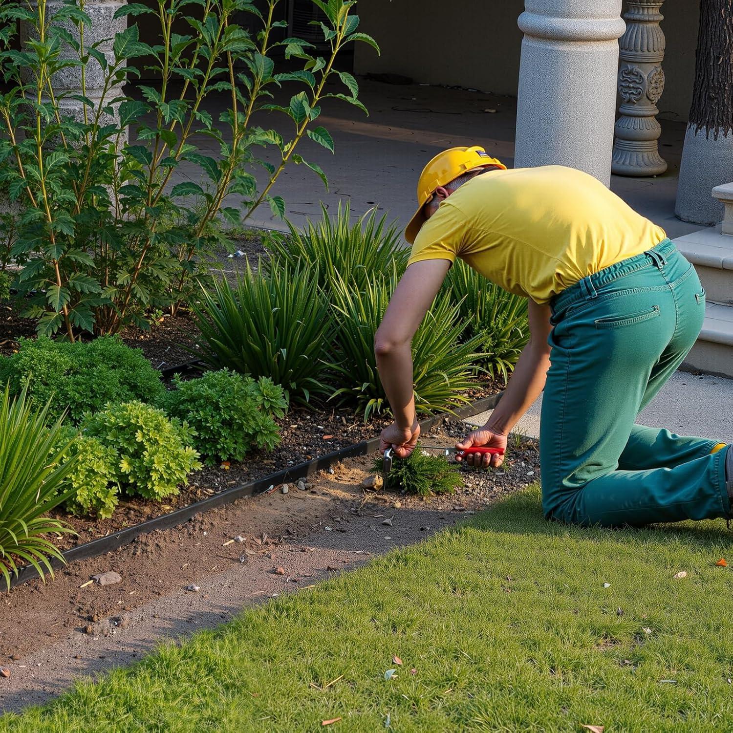 image:imageVEVOR Landscape Edging 20 ft x 2 in Plastic Garden Border Edging with 20 Spikes No Dig Flexible Lawn Edgings Roll UVResistant Mini Fence Borders Pathway Edgings for Flower Beds Yard Paver60ft17inLshaped